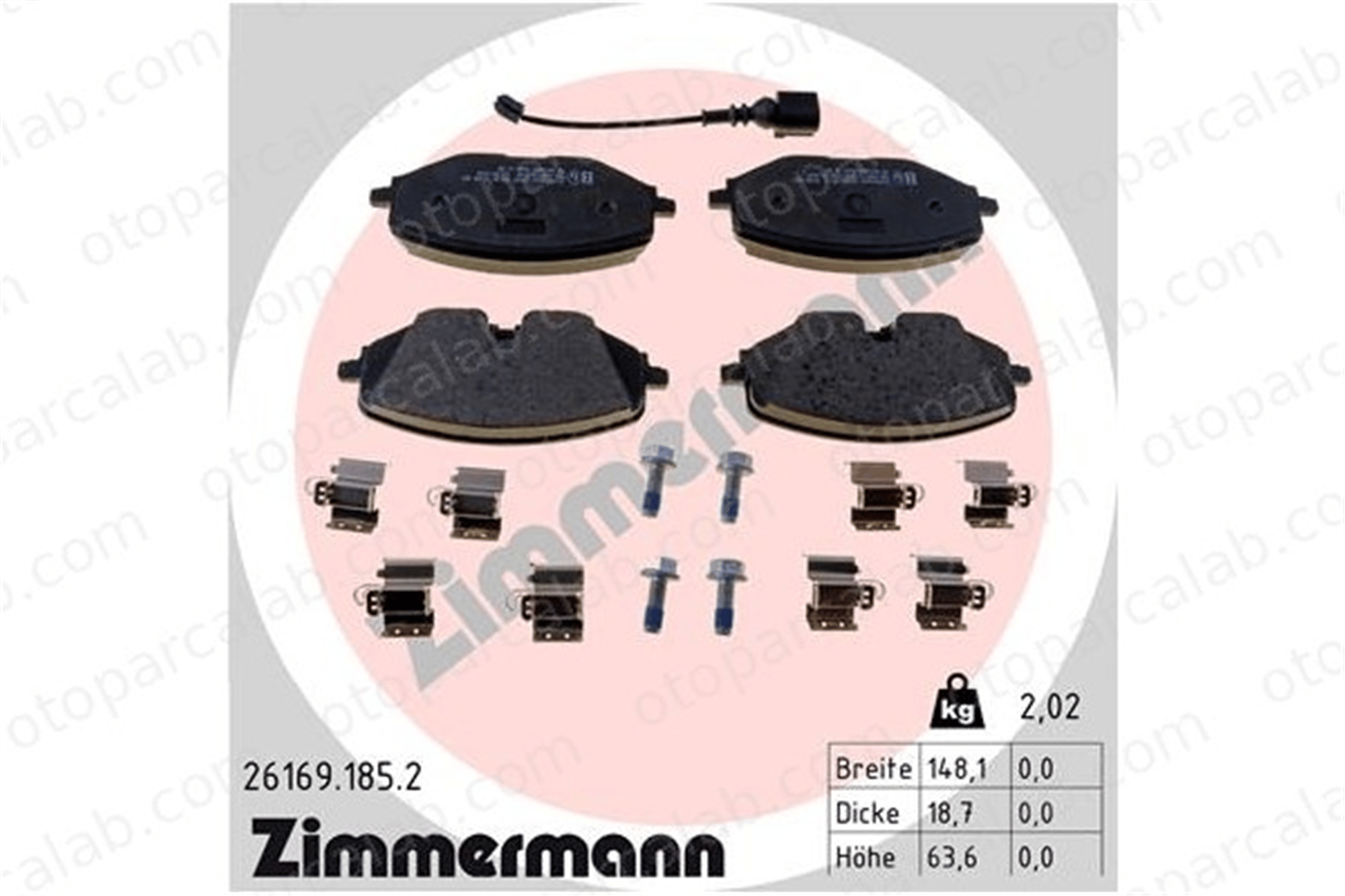 ZIMMERMANN 26169.185.2 Fren Disk Balata Ön AUDI A3 Sportback SEAT LEON 5WA698151 5WA698151A