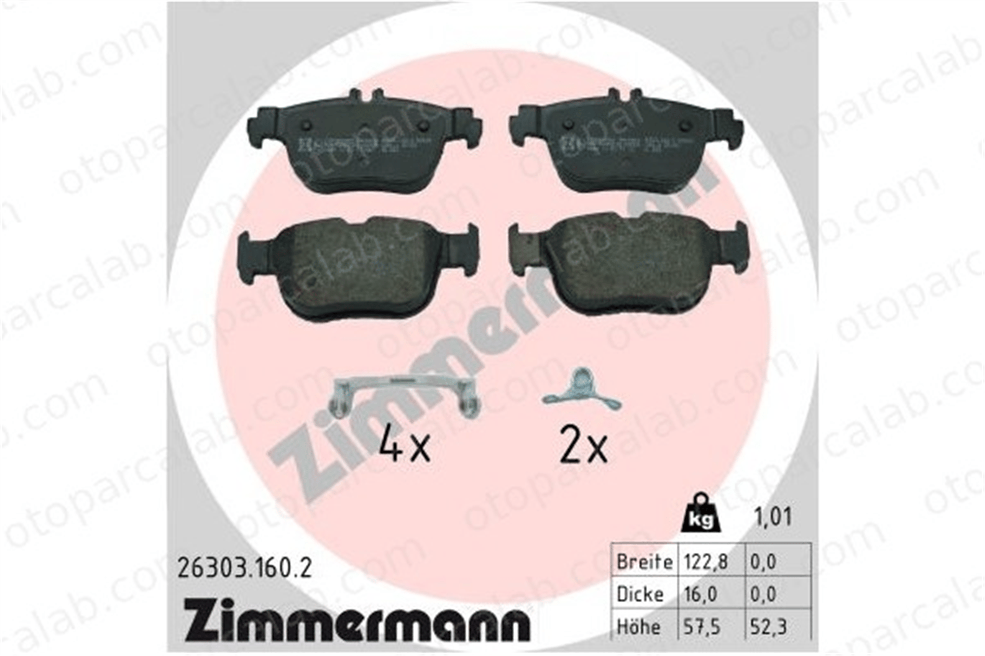 ZIMMERMANN 26303.160.2 Fren Disk Balata Ön SKODA OCTAVIA IV Combi SEAT LEON 5WA698451 5WA698451E
