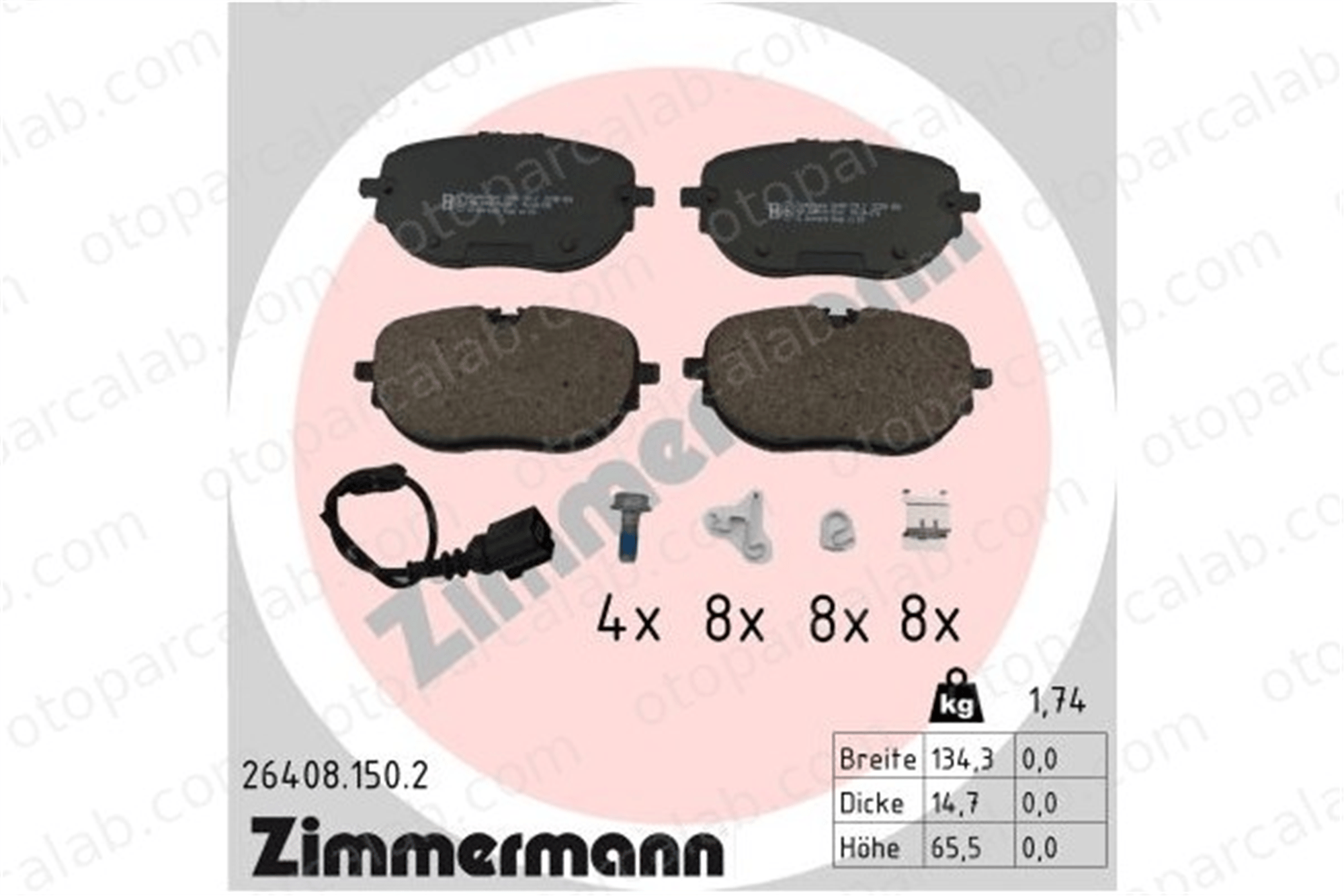 ZIMMERMANN 26408.150.2 Fren Disk Balata Ön VW ID.3 CUPRA BORN 1EA698151 1EA698151L