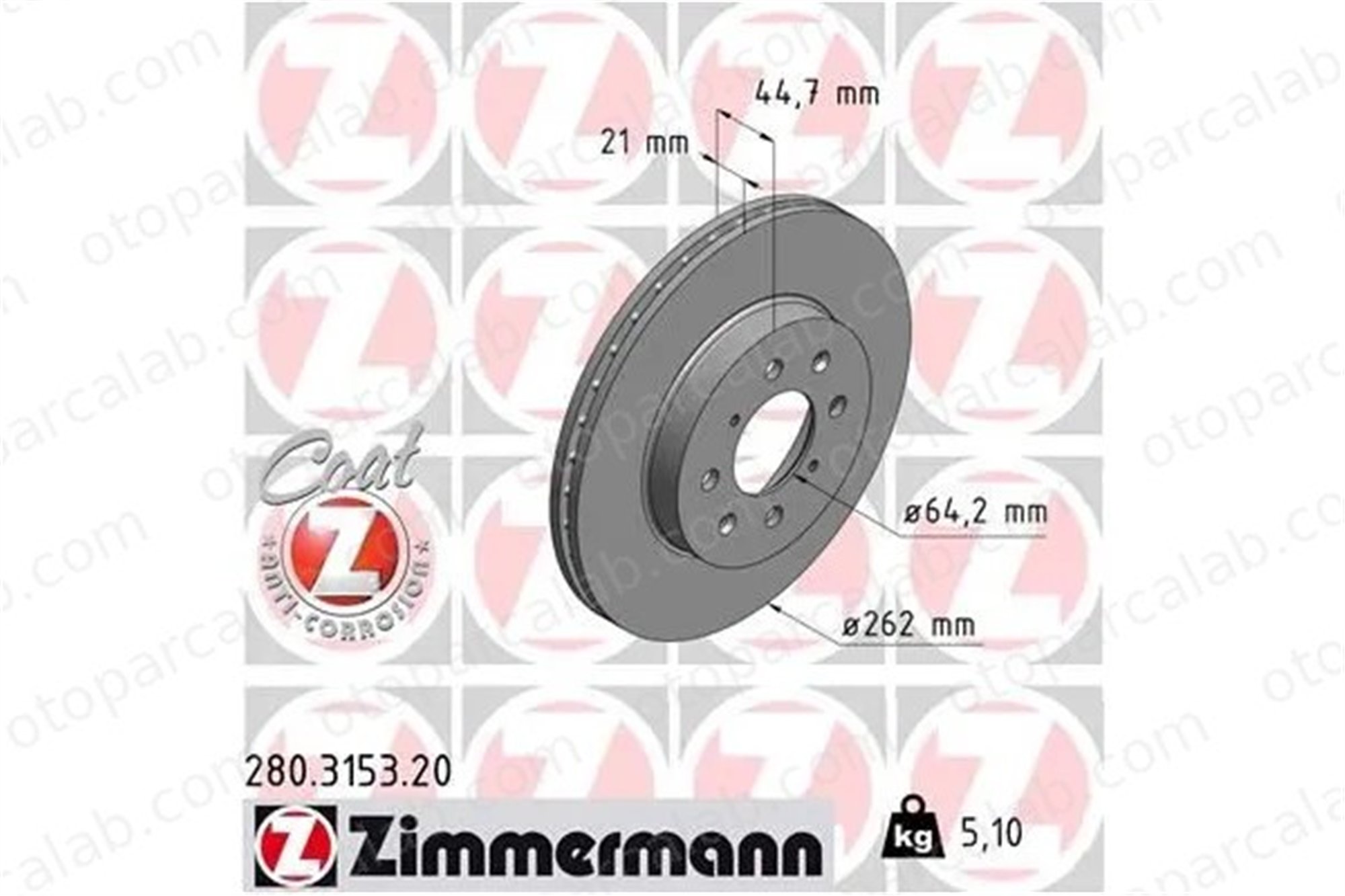 ZIMMERMANN 280.3153.20 Fren Disk Ayna Ön Sağ ve Sol ROVER 25 I Hatchback HONDA CIVIC VI Fastback 45251SK7J00 45251S6DE10