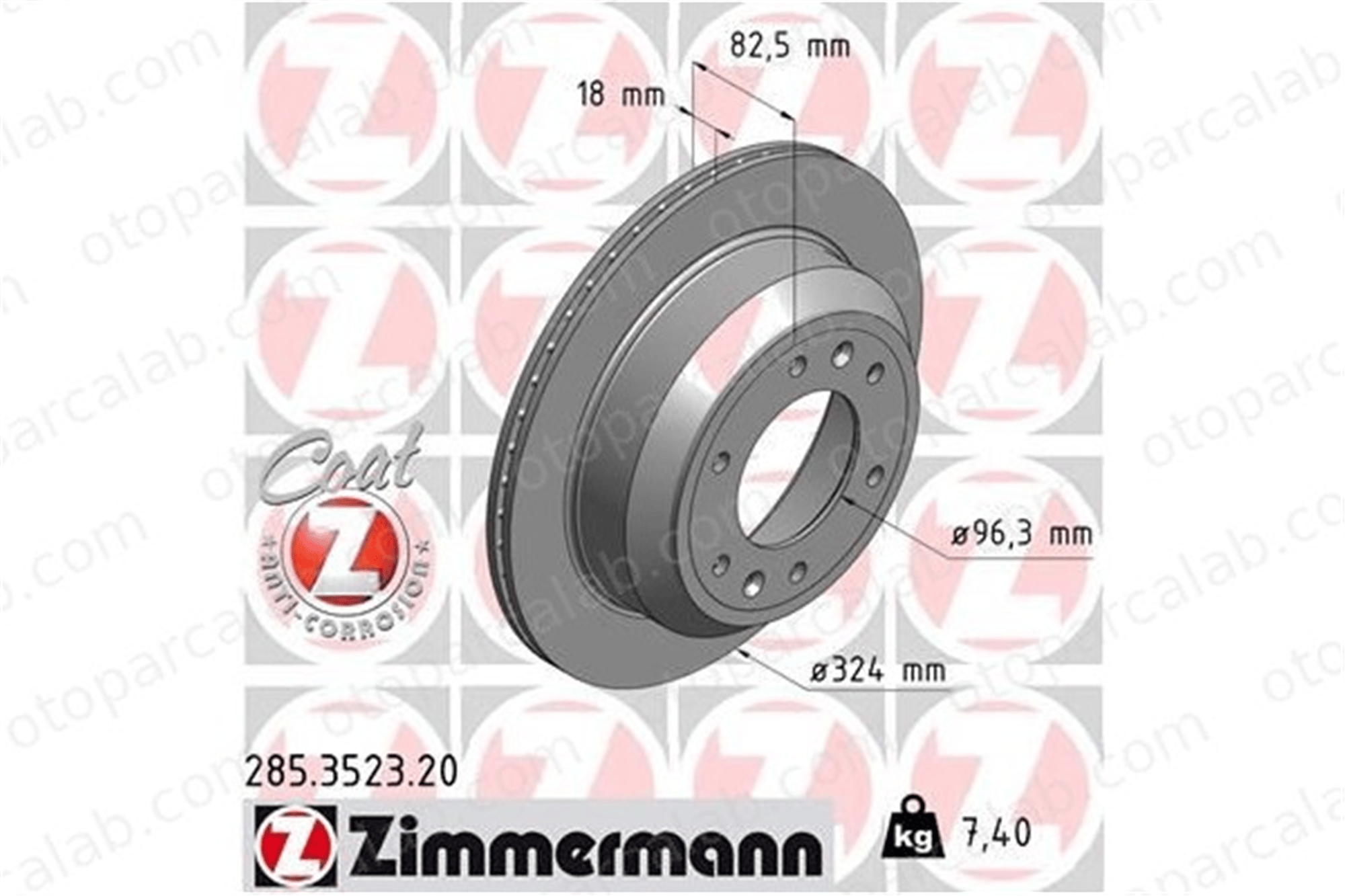 ZIMMERMANN 285.3523.20 Fren Disk Ayna Arka Sağ ve Sol HYUNDAI H-1 Cargo H-1 Travel 584114H300
