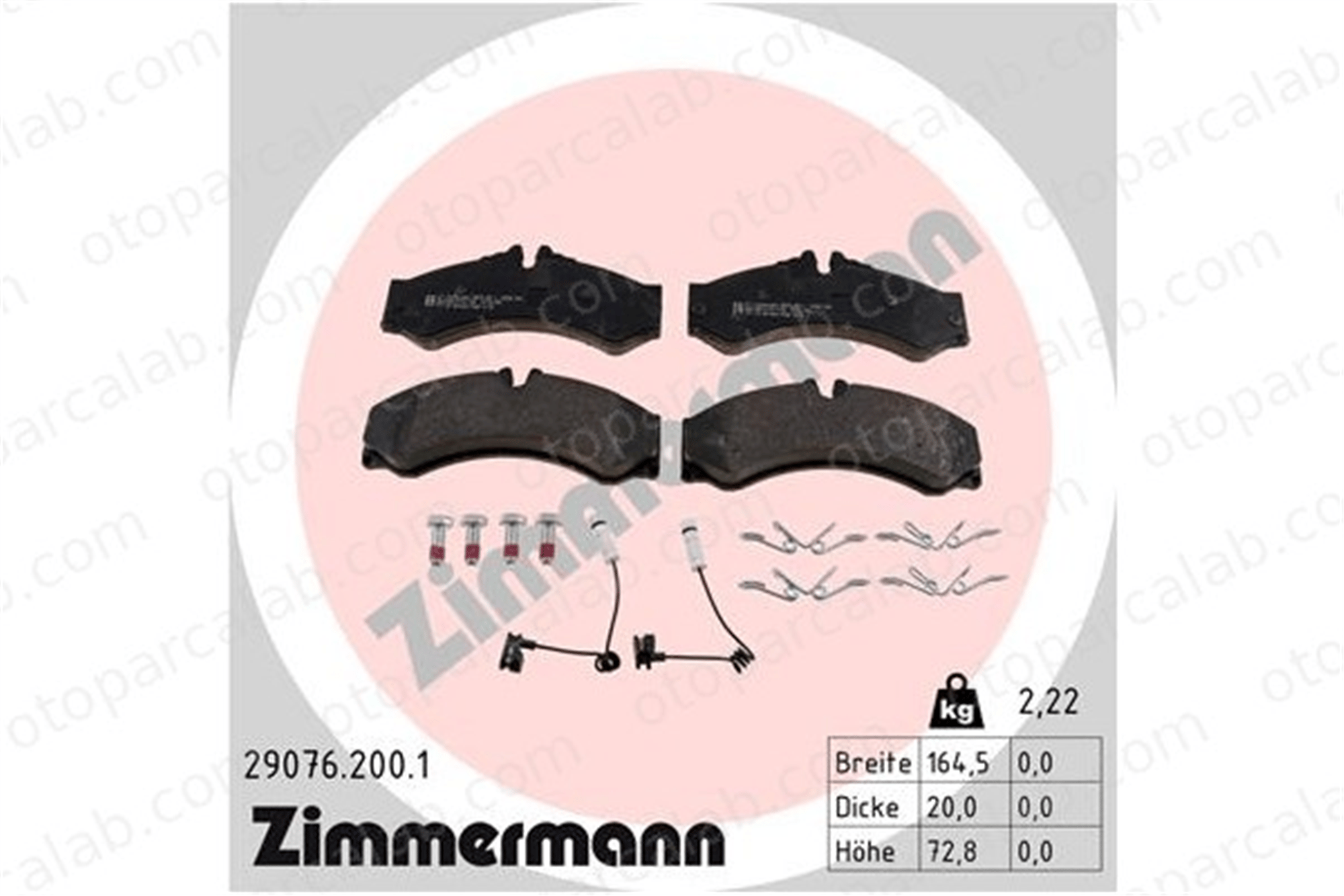 ZIMMERMANN 29076.200.1 Fren Disk Balata Arka MERCEDES-BENZ SPRINTER 4-t Panelvan/Van SPRINTER 4-t Platform şasi 290762001 4237110