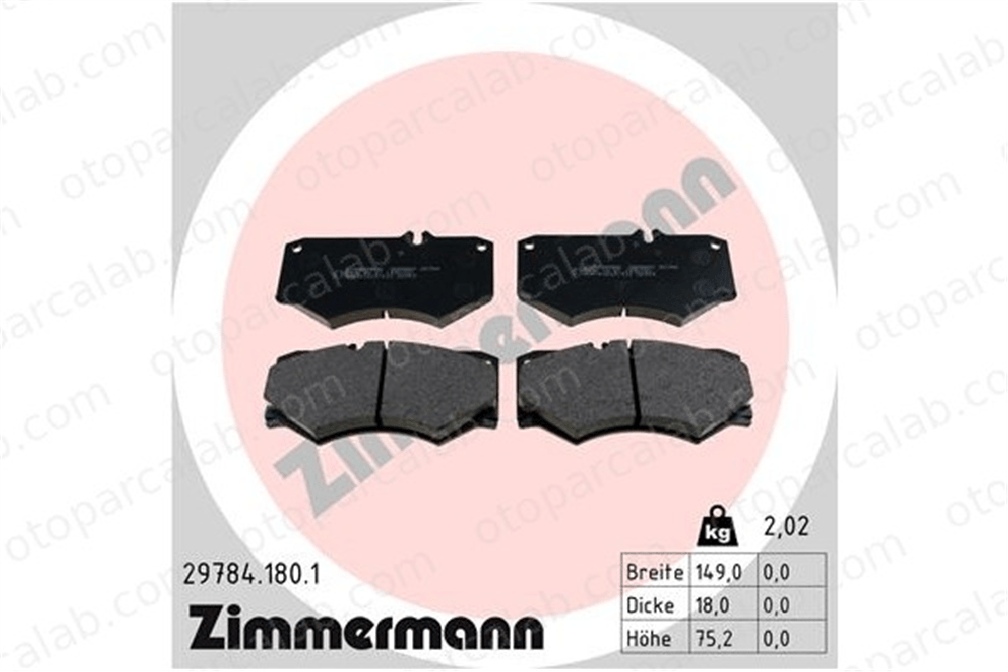 ZIMMERMANN 29784.180.1 Fren Disk Balata Ön MERCEDES-BENZ G-SERISI PUCH G-MODELL 297841801 5868942