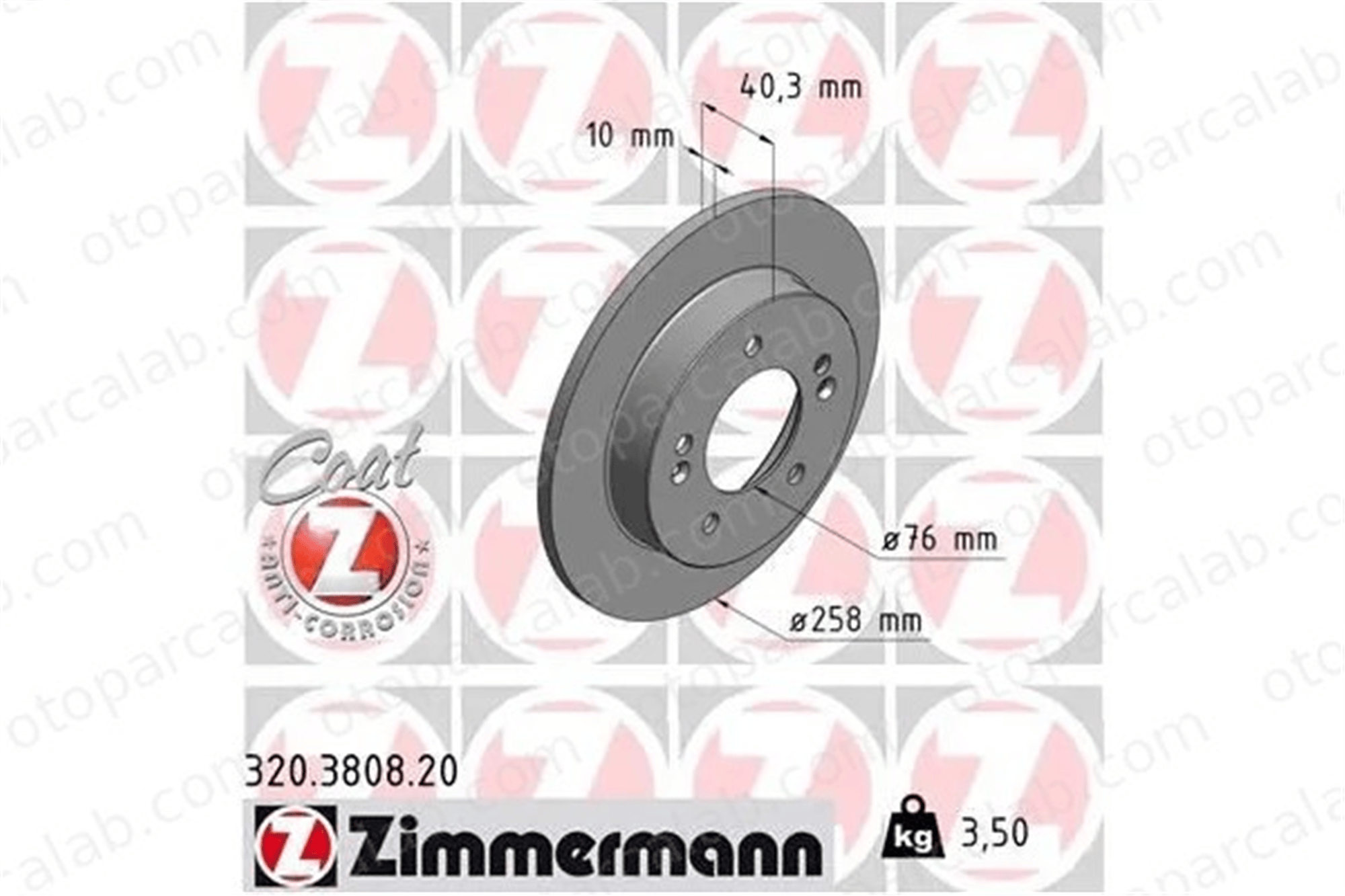 ZIMMERMANN 320.3808.20 Fren Disk Ayna Arka Sağ ve Sol KIA VENGA HYUNDAI ix20 584111P300