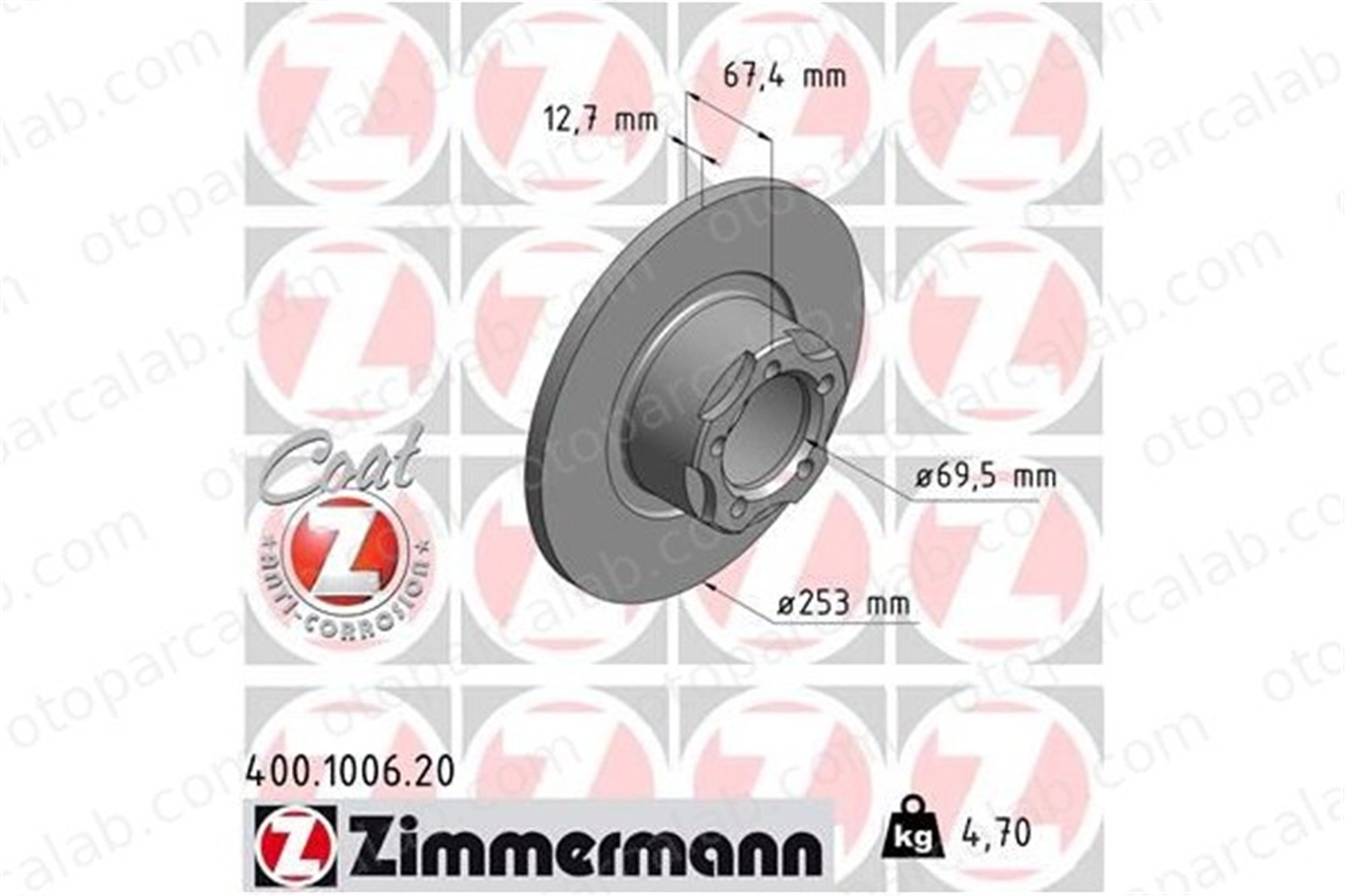 ZIMMERMANN 400.1006.20 Fren Disk Ayna Ön Sağ ve Sol MERCEDES-BENZ HECKFLOSSE COUPE 1104210112 110421021264