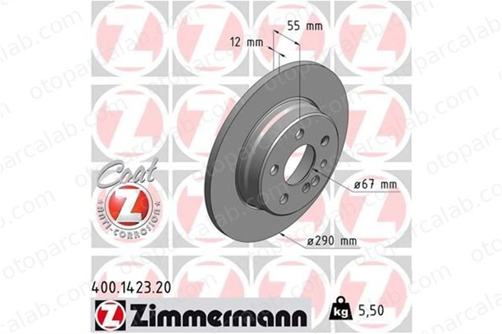ZIMMERMANN 400.1423.20 Fren Disk Ayna Arka Sağ ve Sol MERCEDES-BENZ S-SERISI A1404230612 1404230612