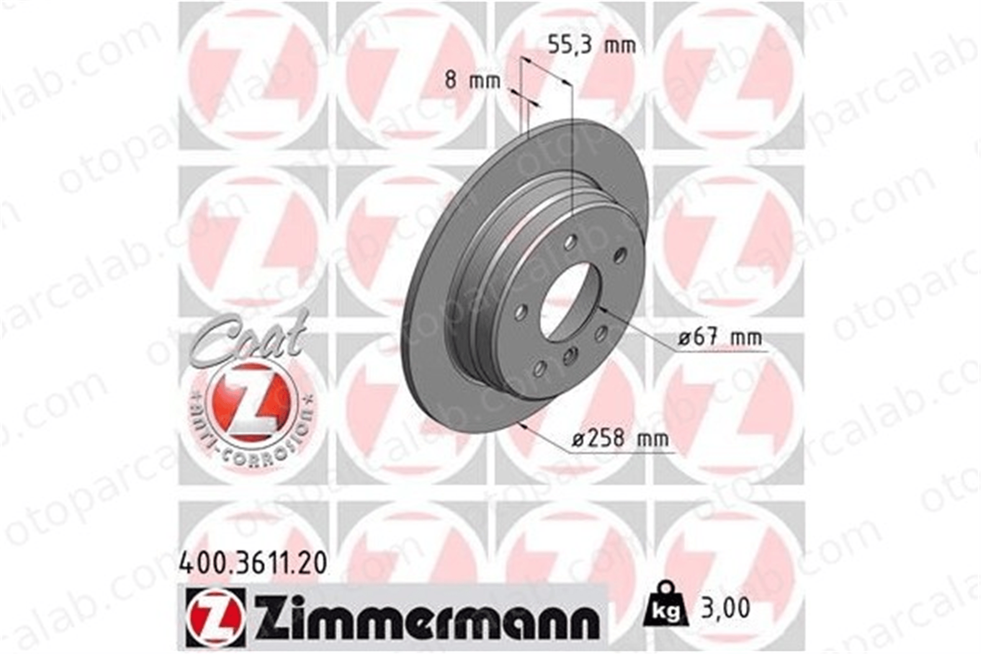 ZIMMERMANN 400.3611.20 Fren Disk Ayna Arka Sağ ve Sol MERCEDES-BENZ VANEO A-SERISI A1684230212 1684230212