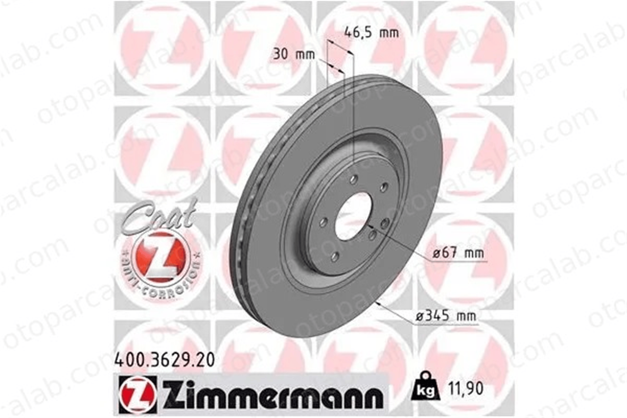 ZIMMERMANN 400.3629.20 Fren Disk Ayna Ön Sağ ve Sol MERCEDES-BENZ CLK CLK Cabrio 2094210012 A2094210012