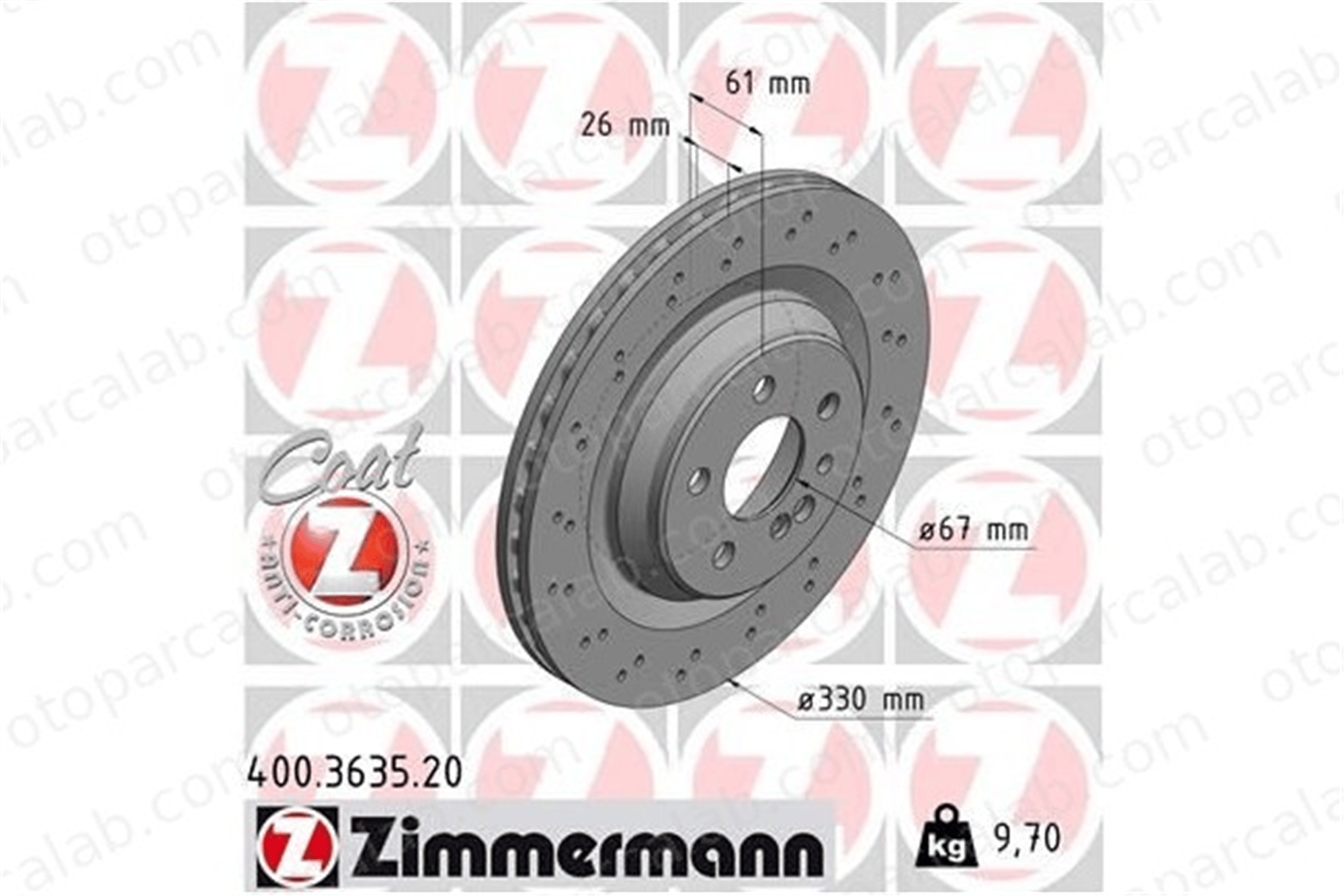 ZIMMERMANN 400.3635.20 Fren Disk Ayna Arka Sağ ve Sol MERCEDES-BENZ S-SERISI Coupe S-SERISI A2204230912 2204230912