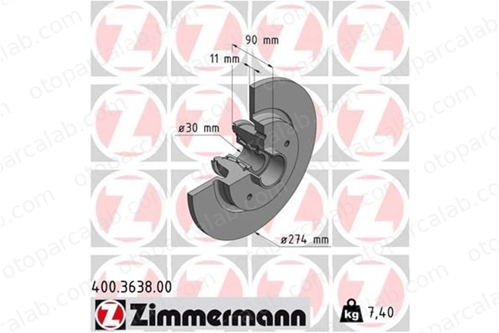 ZIMMERMANN 400.3638.00 Fren Disk Ayna Arka Sağ ve Sol MERCEDES-BENZ CITAN Kasa/büyük limuzin CITAN MPV A4154200302 432025057R