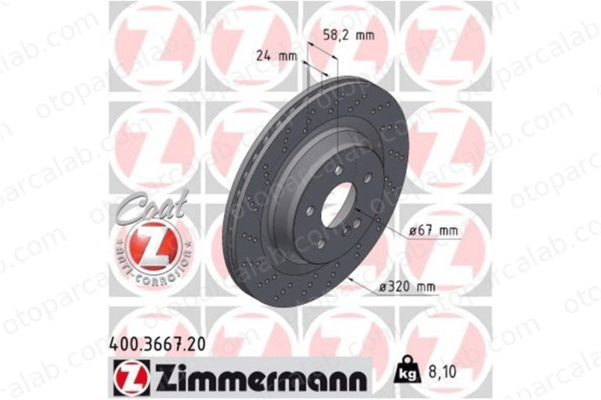 ZIMMERMANN 400.3667.20 Fren Disk Ayna Arka Sağ ve Sol MERCEDES-BENZ SL A2304231512 2304231512