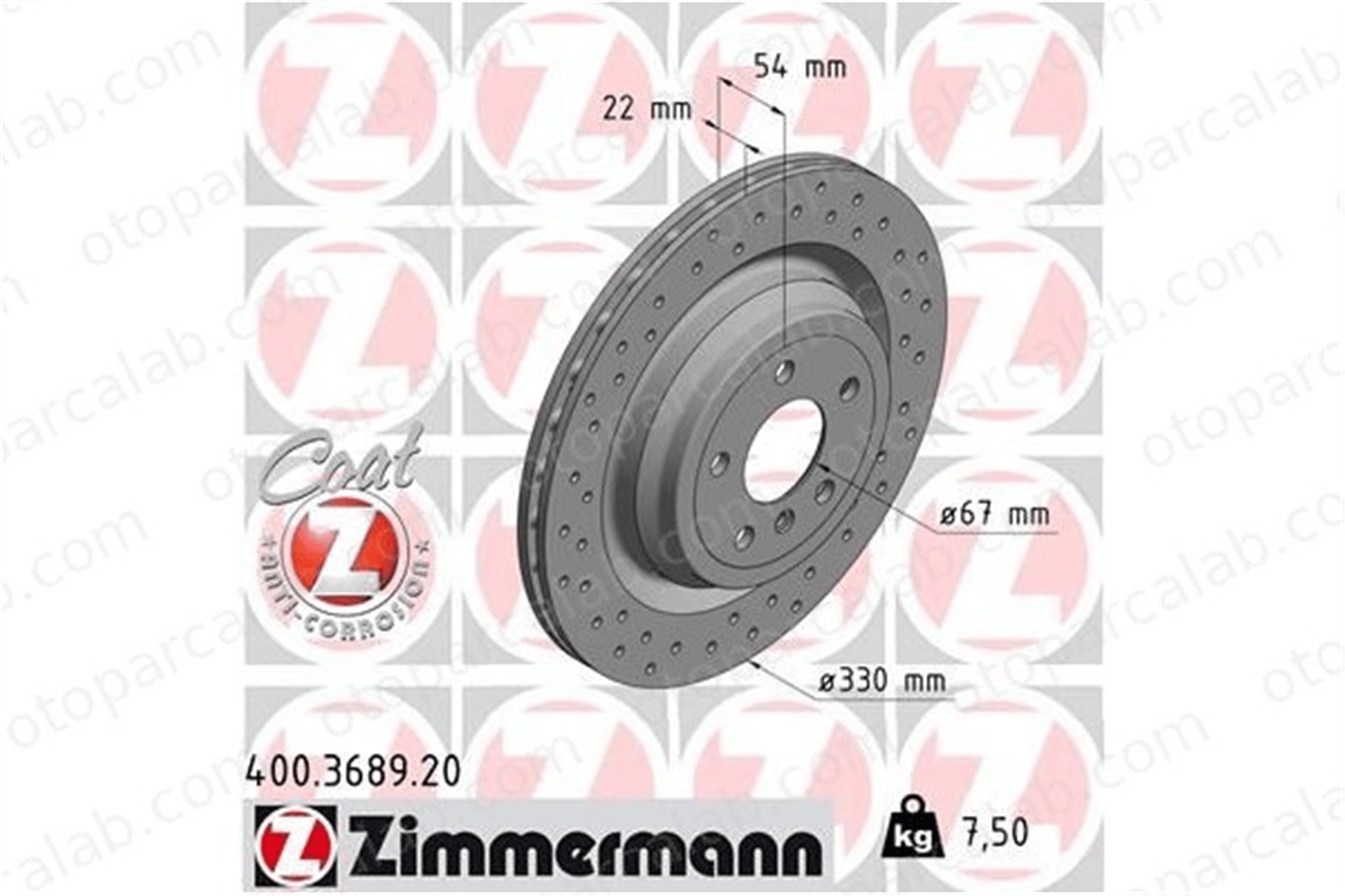 ZIMMERMANN 400.3689.20 Fren Disk Ayna Arka Sağ ve Sol MERCEDES-BENZ M-SERISI GLE A1664230412 1664230412