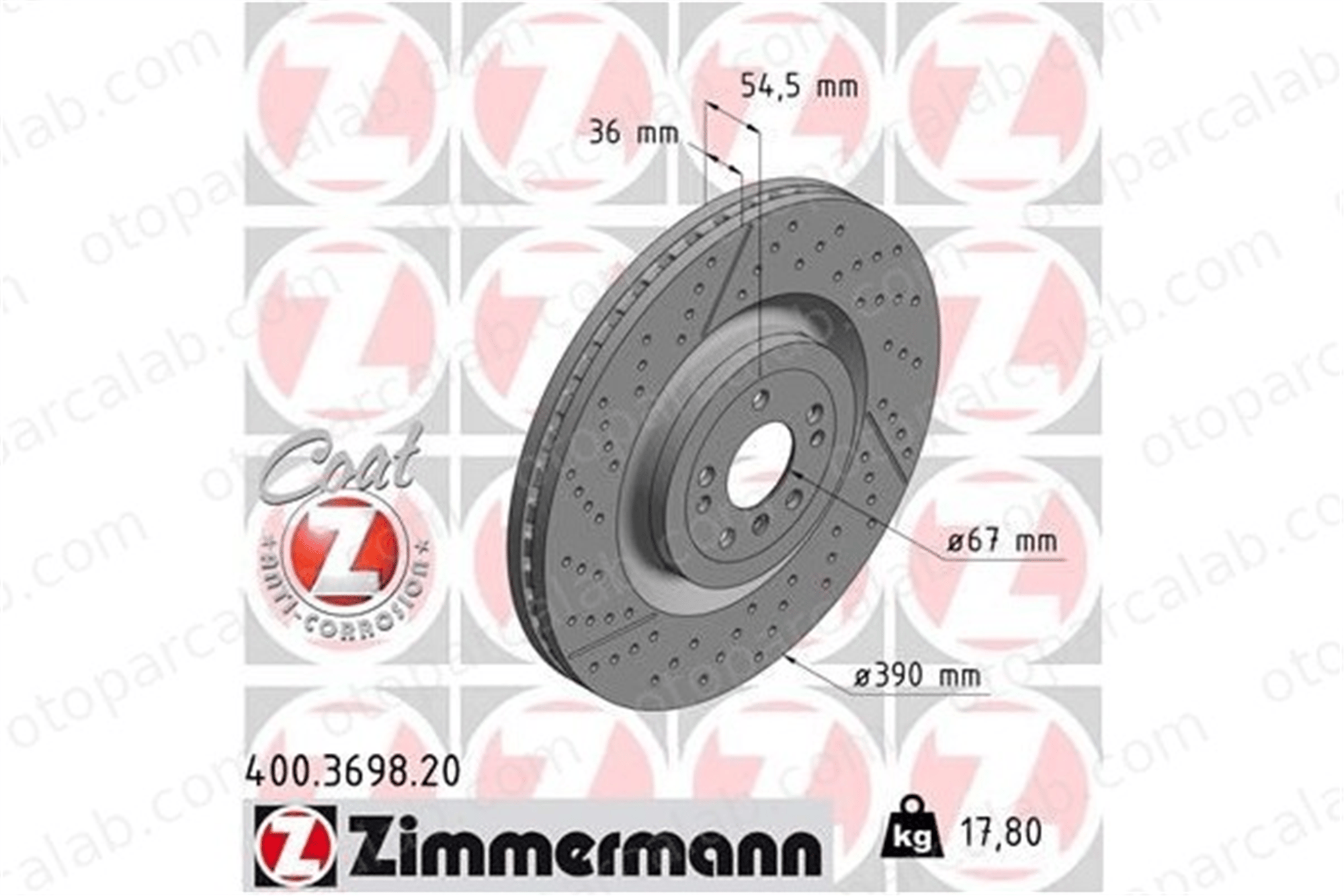 ZIMMERMANN 400.3698.20 Fren Disk Ayna Ön Sağ ve Sol MERCEDES-BENZ GLE Coupe GLE 1664210512 A1664210512