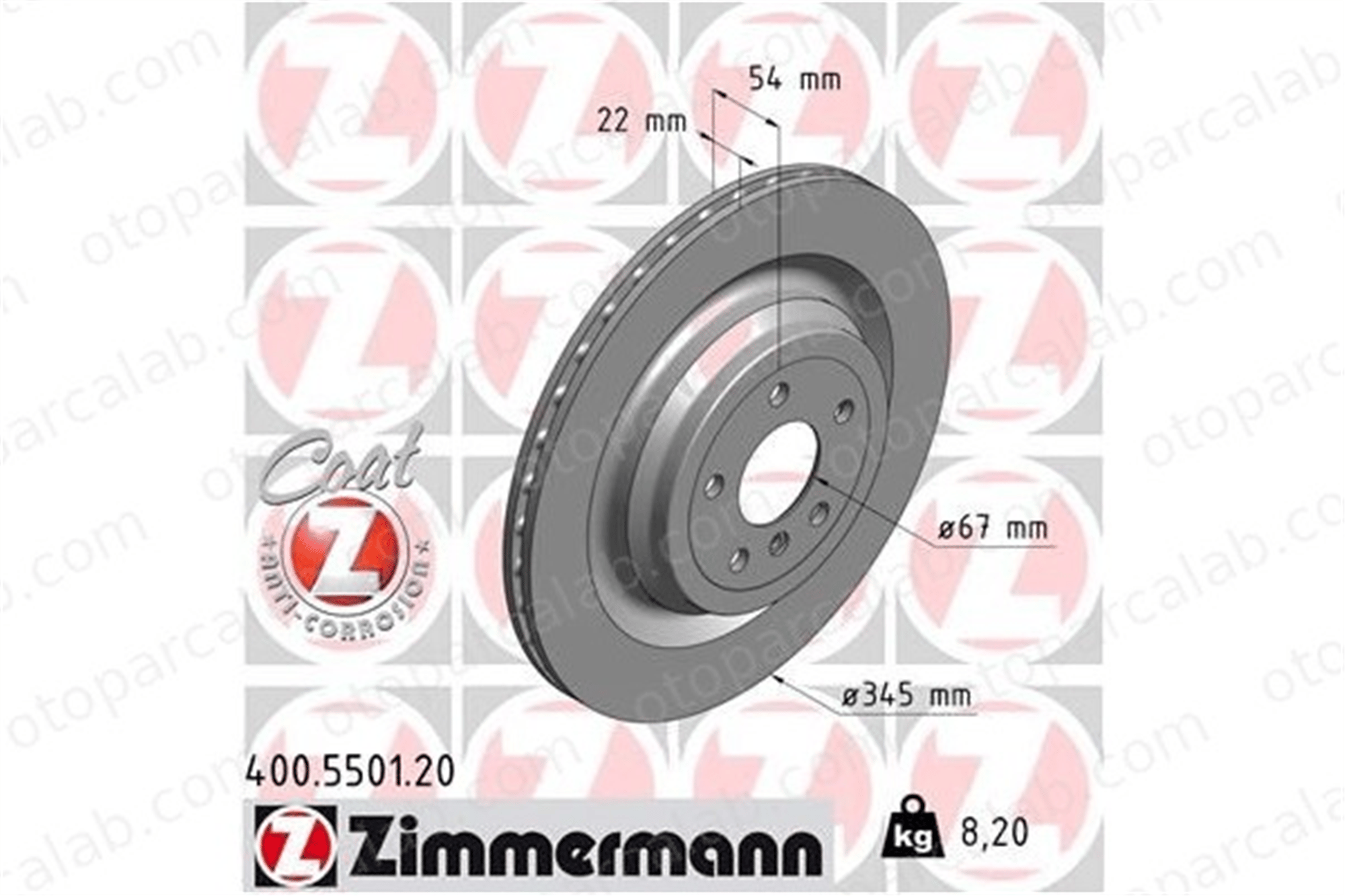 ZIMMERMANN 400.5501.20 Fren Disk Ayna Arka Sağ ve Sol MERCEDES-BENZ GLE M-SERISI A1664230212 1664230212