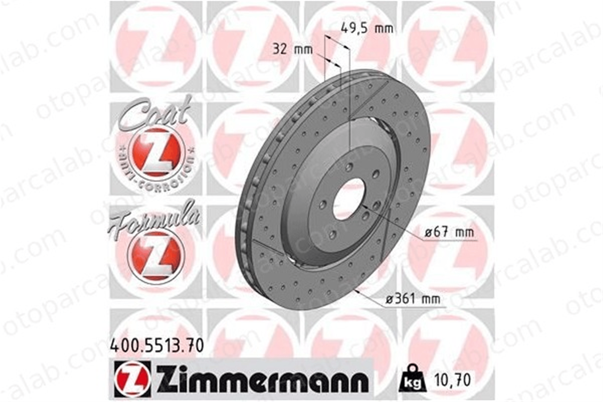 ZIMMERMANN 400.5513.70 Fren Disk Ayna Ön Sağ ve Sol MERCEDES-BENZ CLK CLK Cabrio 2094210112 A2094210112