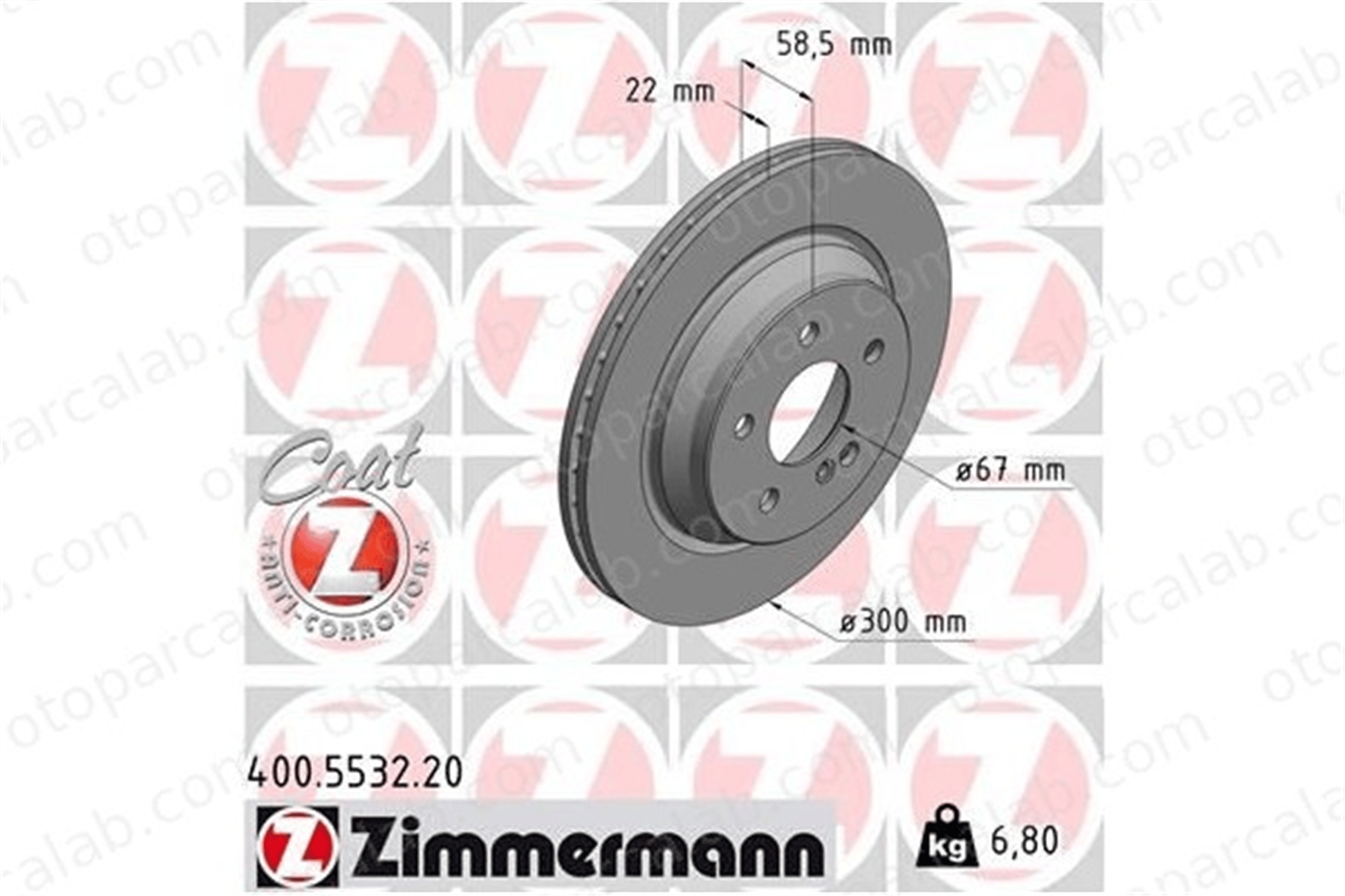 ZIMMERMANN 400.5532.20 Fren Disk Ayna Arka Sağ ve Sol MERCEDES-BENZ S-SERISI SL A2304230412 2214231212