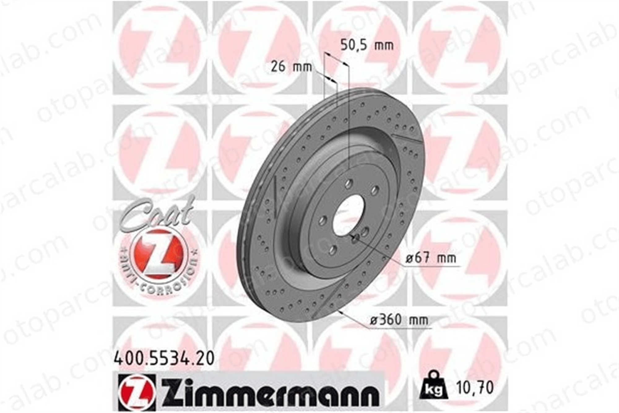 ZIMMERMANN 400.5534.20 Fren Disk Ayna Arka Sağ ve Sol MERCEDES-BENZ SL AMG GT 2314230212 A2314230212