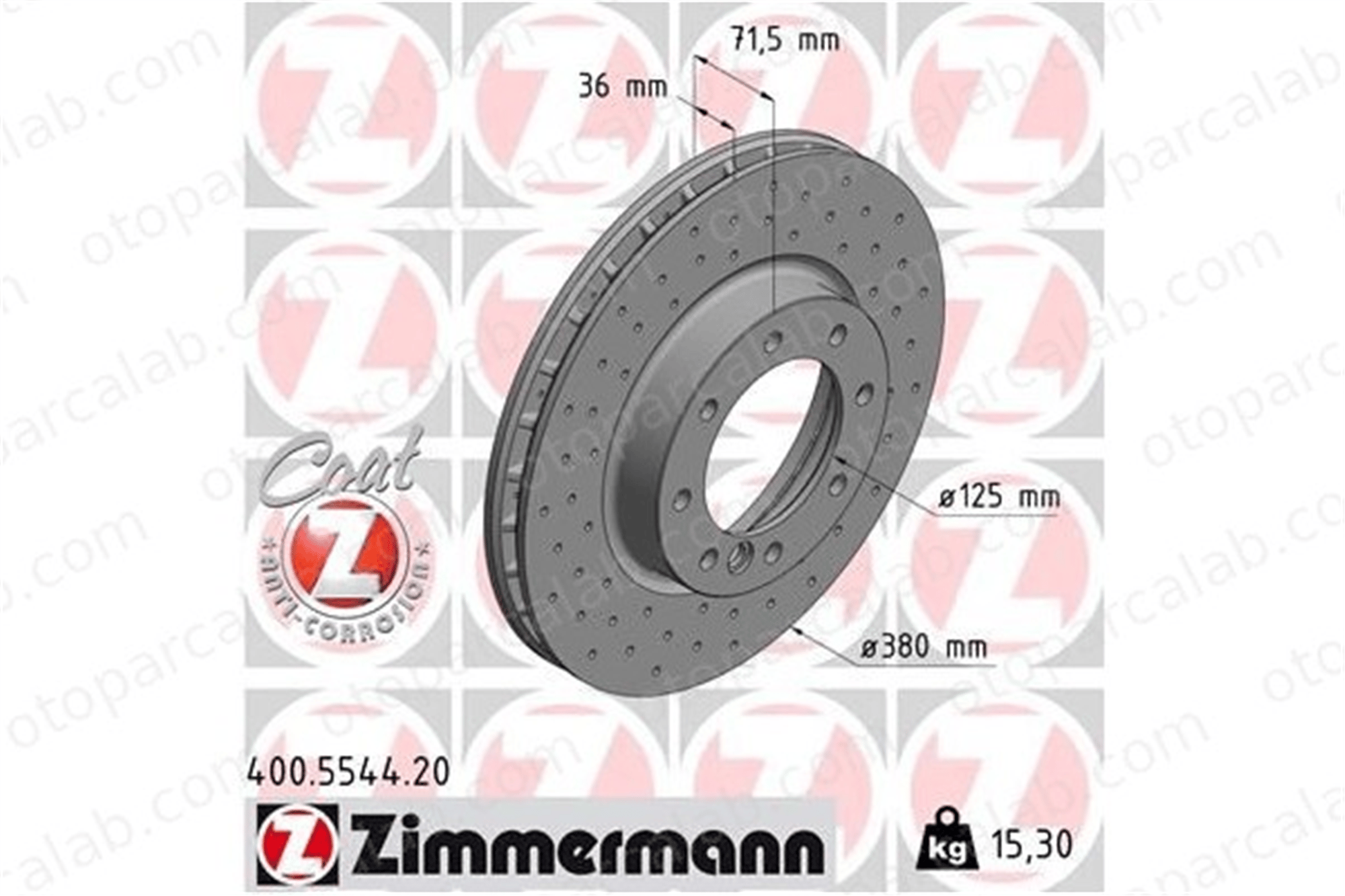 ZIMMERMANN 400.5544.20 Fren Disk Ayna Ön Sağ ve Sol MERCEDES-BENZ G-SERISI 4634211500 A4634211500