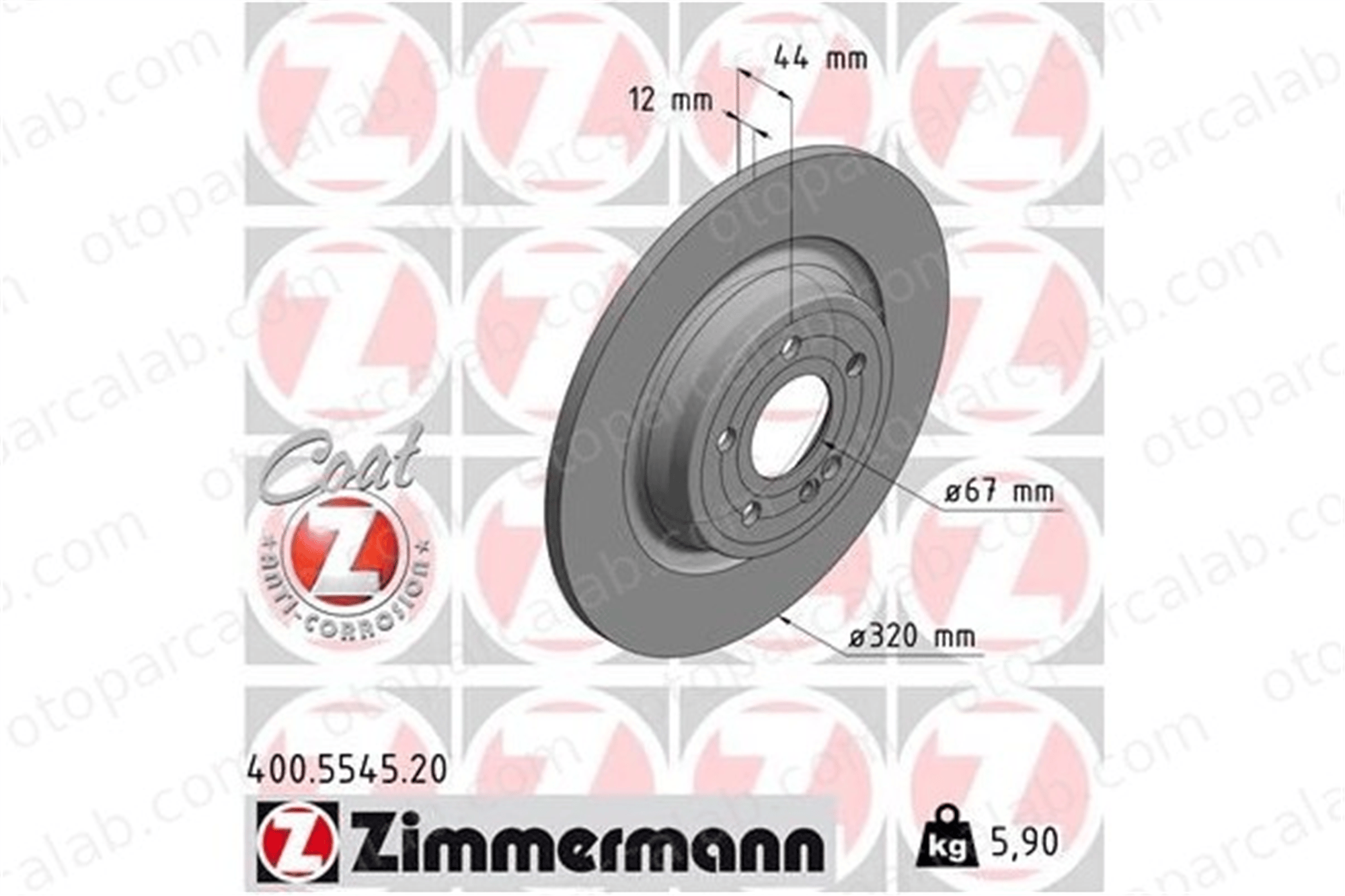 ZIMMERMANN 400.5545.20 Fren Disk Ayna Arka Sağ ve Sol MERCEDES-BENZ A-SERISI B-SERISI Sports Tourer A2474230312 2474230312