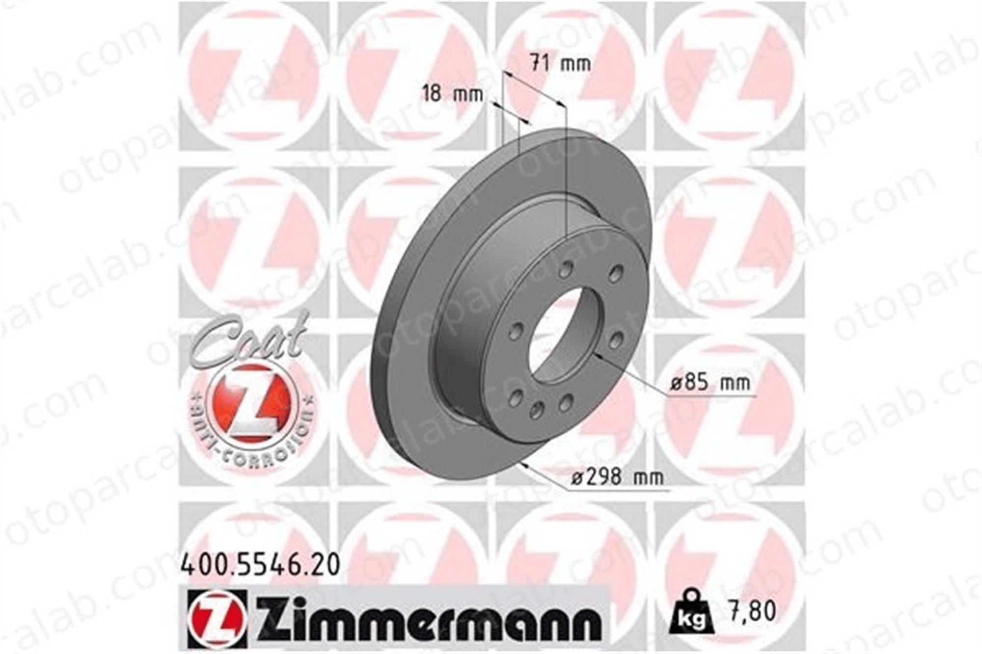 ZIMMERMANN 400.5546.20 Fren Disk Ayna Arka Sağ ve Sol MERCEDES-BENZ SPRINTER 3,5-t Panelvan/Van SPRINTER 3,5-t Platform şasi A9104230200 9104230200