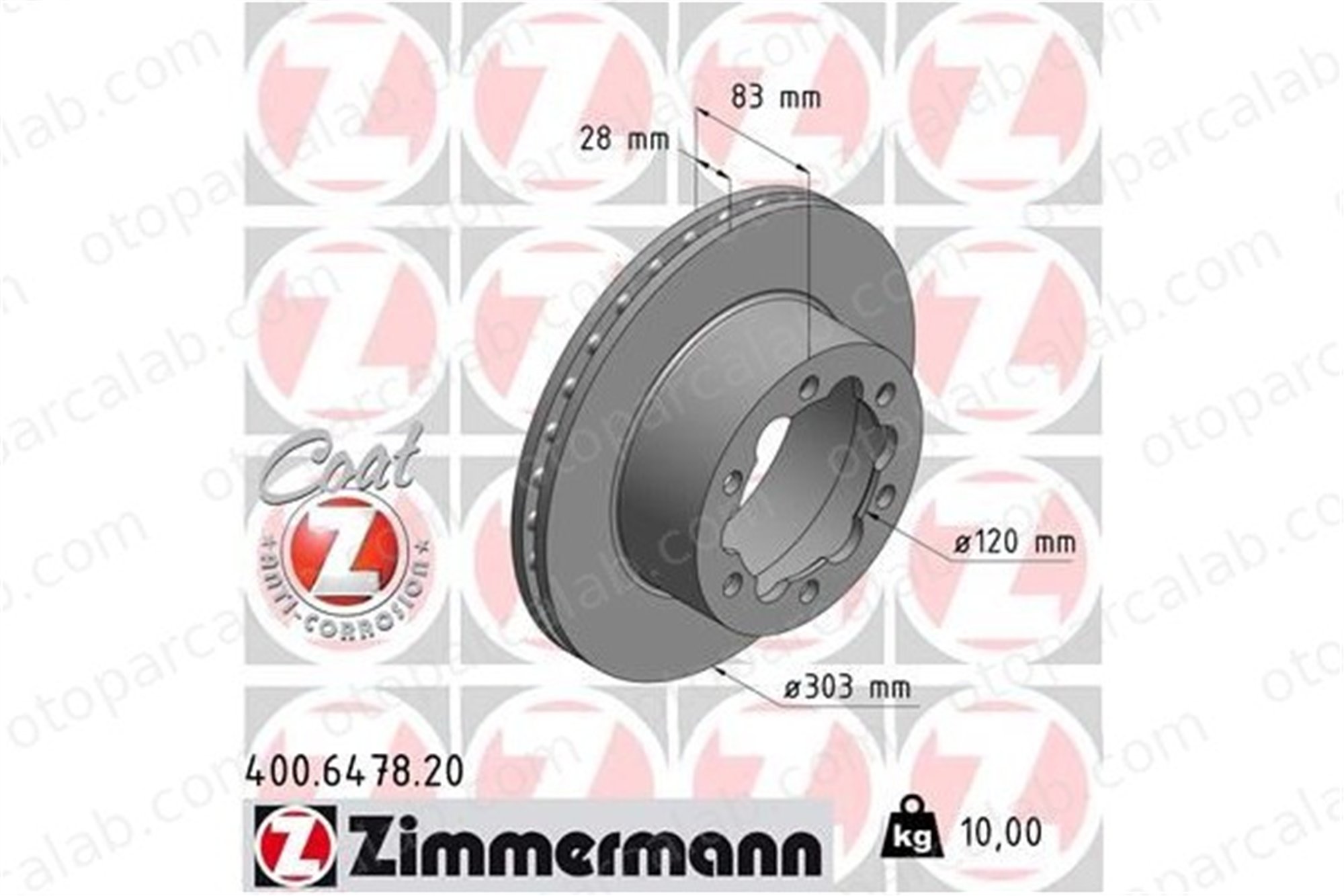 ZIMMERMANN 400.6478.20 Fren Disk Ayna Arka Sağ ve Sol MERCEDES-BENZ SPRINTER 5-t Platform şasi SPRINTER 5-t Panelvan/Van A9064230112 2E0615601