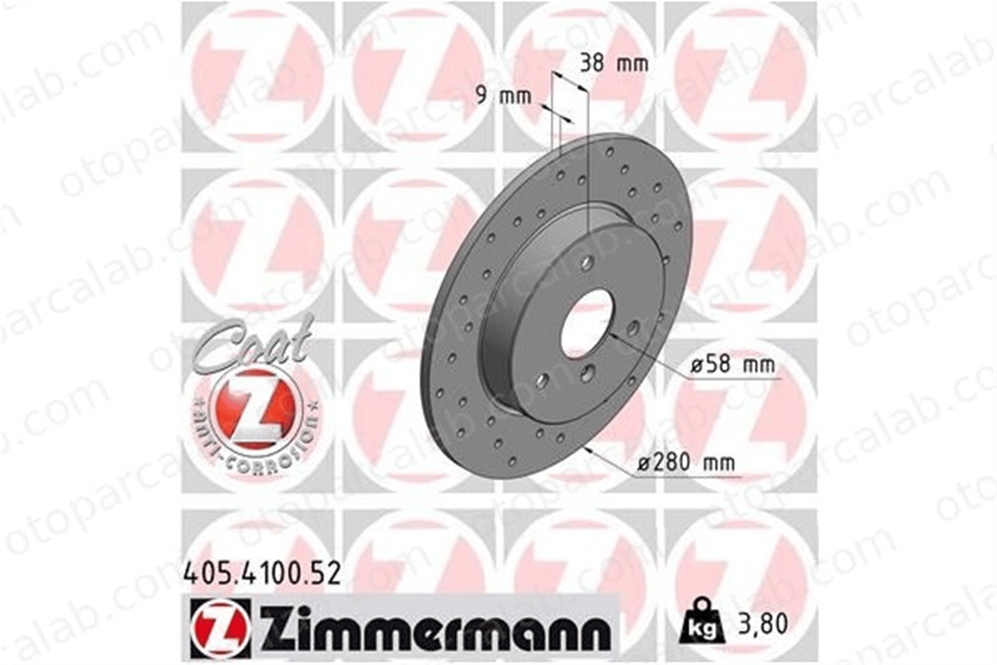 ZIMMERMANN 405.4100.52 Fren Disk Ayna Ön Sağ ve Sol SMART CITY-COUPE CABRIO 4341V001 0004341V001