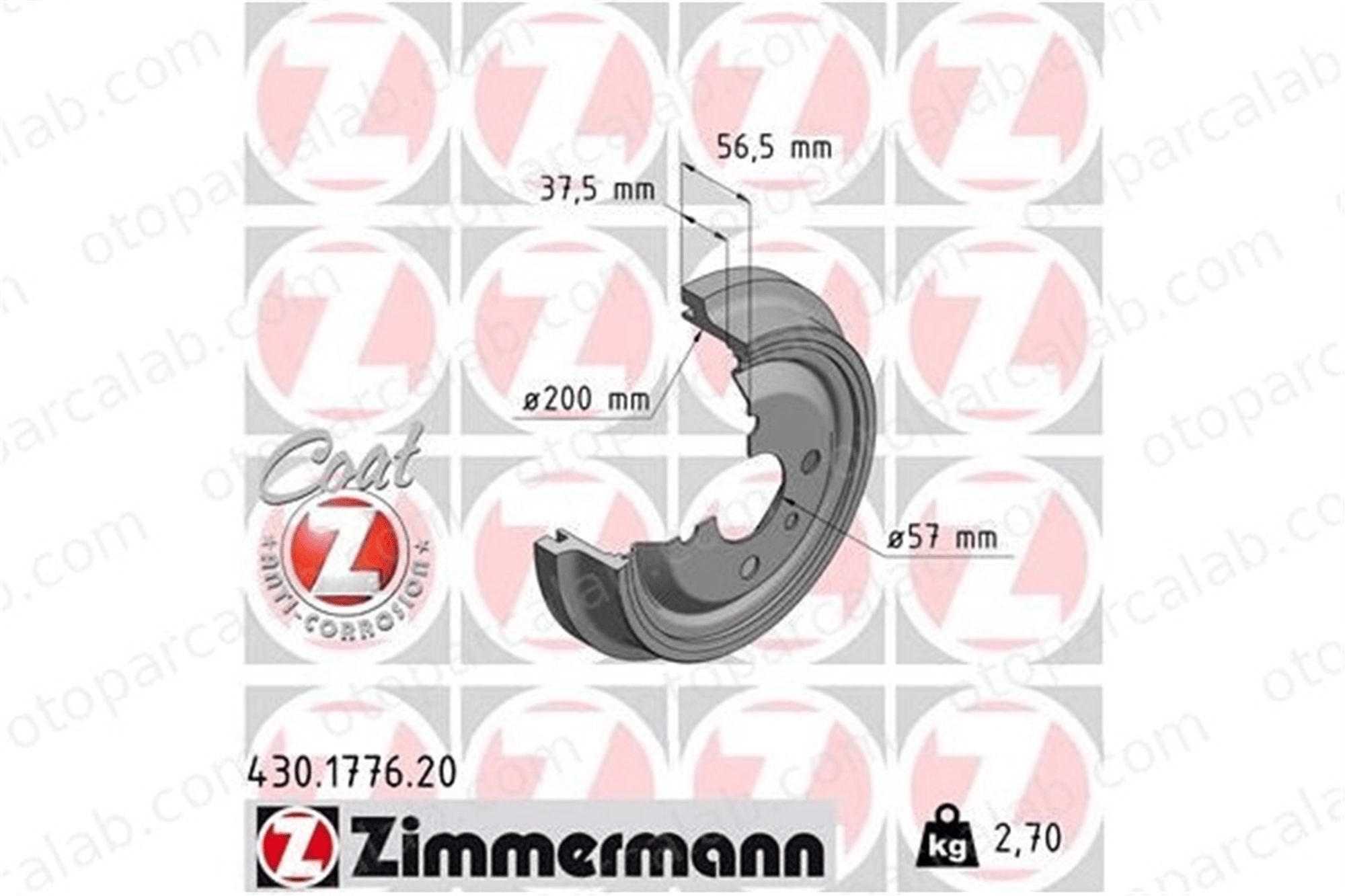 ZIMMERMANN 430.1776.20 Kampana Arka Sağ veya Sol OPEL ASTRA F KADETT E 568053 568058