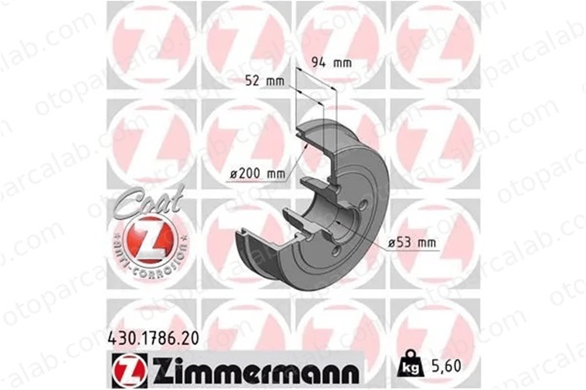 ZIMMERMANN 430.1786.20 Kampana Arka Sağ veya Sol OPEL CORSA C Kasa/eğik arka CORSA C 9196290 418001
