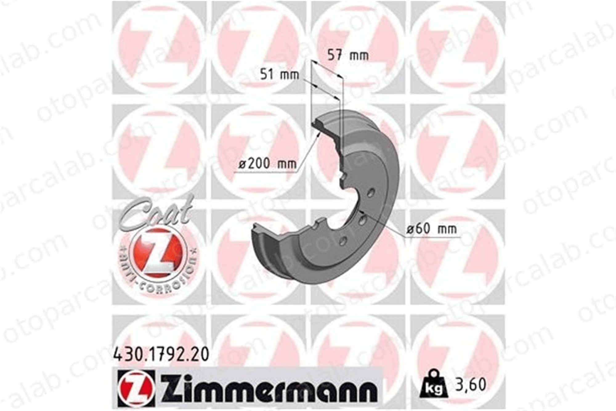 ZIMMERMANN 430.1792.20 Fren Disk Ayna Ön Sağ ve Sol OPEL KARL 95245601 568007