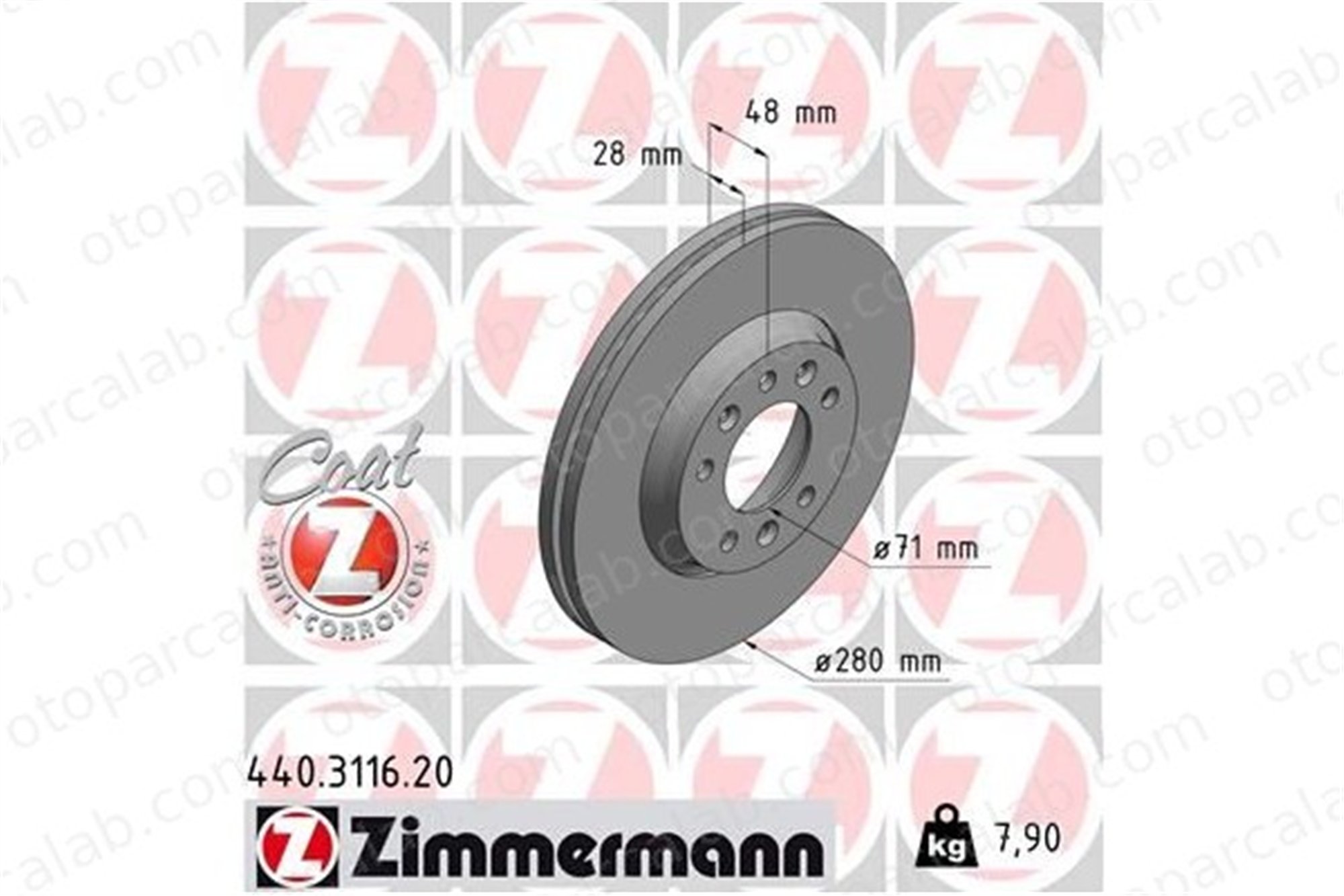 ZIMMERMANN 440.3116.20 Fren Disk Ayna Ön Sağ ve Sol CITROËN JUMPY JUMPY Panelvan/Van 4249J9 424987