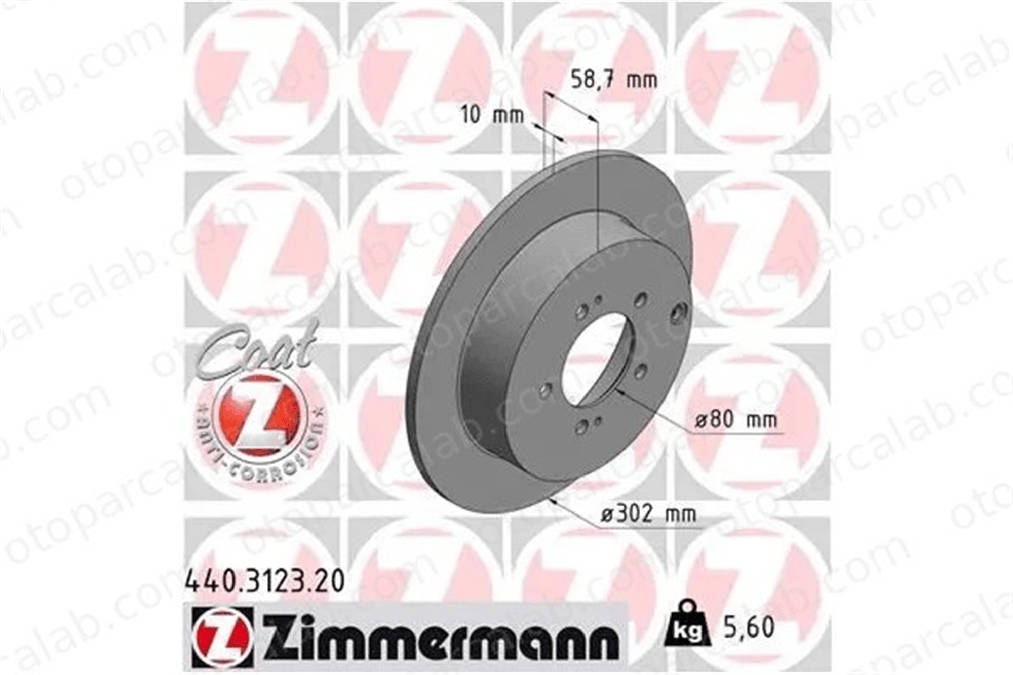 ZIMMERMANN 440.3123.20 Fren Disk Ayna Arka Sağ ve Sol MITSUBISHI OUTLANDER II CITROËN C-CROSSER 1611500480 4615A035