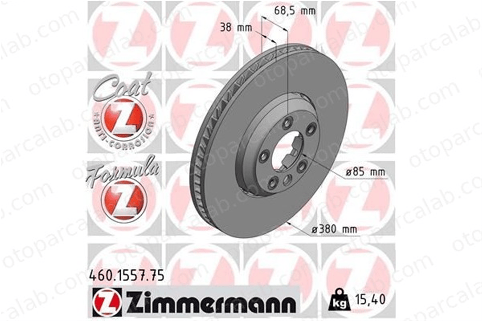 ZIMMERMANN 460.1557.75 Fren Disk Ayna Ön Sağ ve Sol PORSCHE CAYENNE 95535140160 95535140161