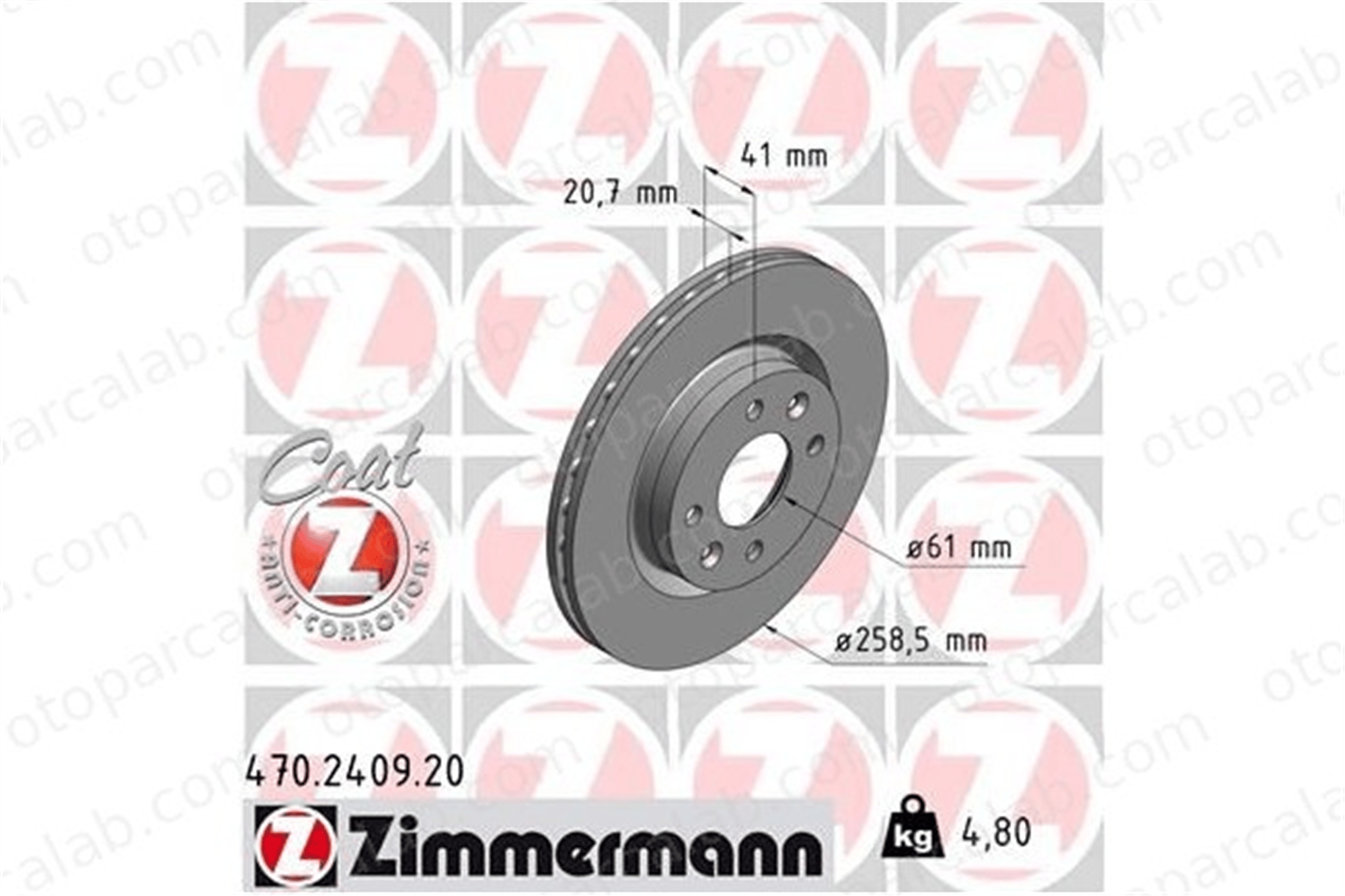ZIMMERMANN 470.2409.20 Fren Disk Ayna Ön Sağ ve Sol RENAULT CLIO II KANGOO Express 402062984R 7701206339