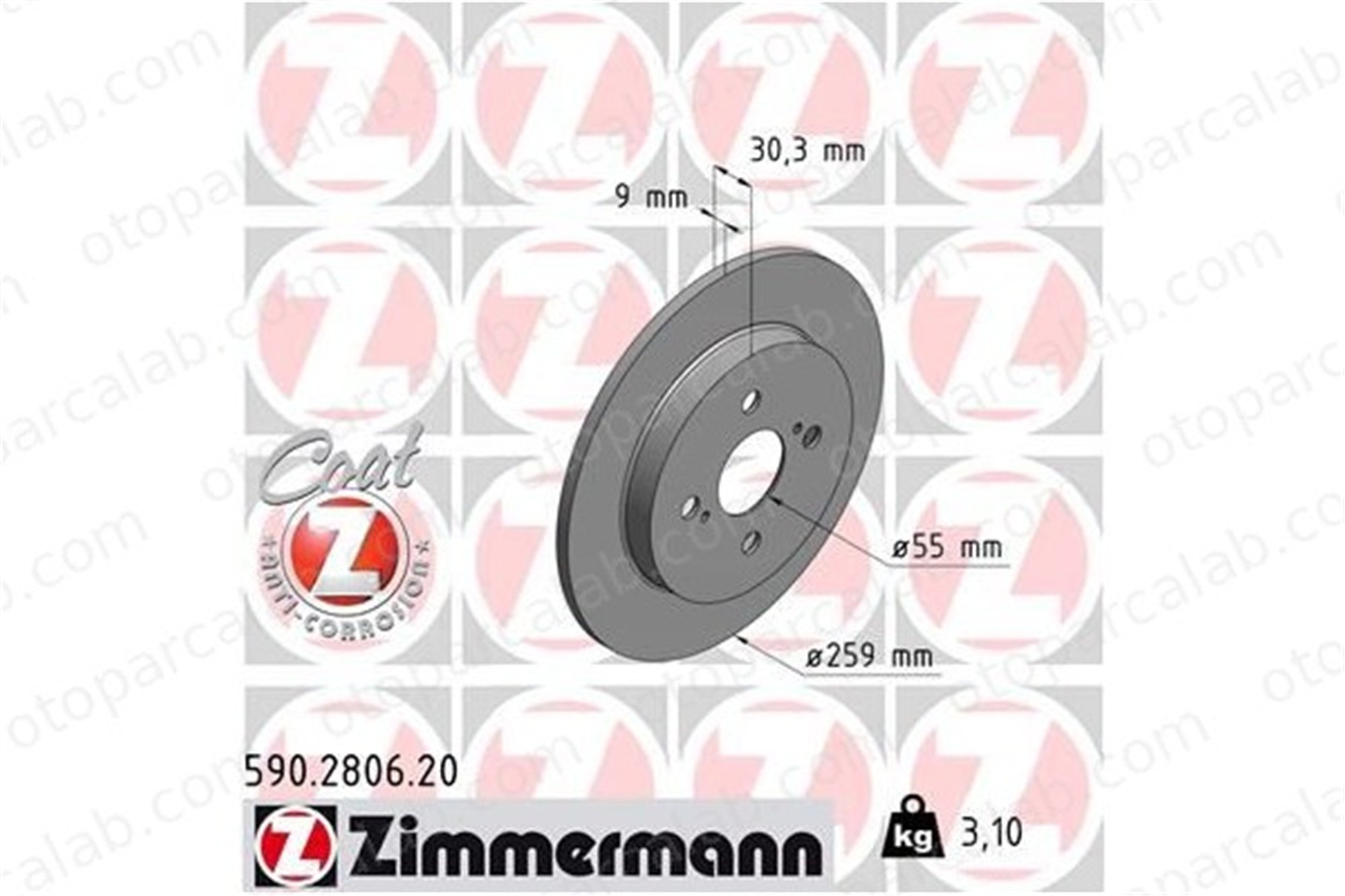 ZIMMERMANN 590.2806.20 Fren Disk Ayna Arka Sağ ve Sol TOYOTA IQ YARIS 4243152080