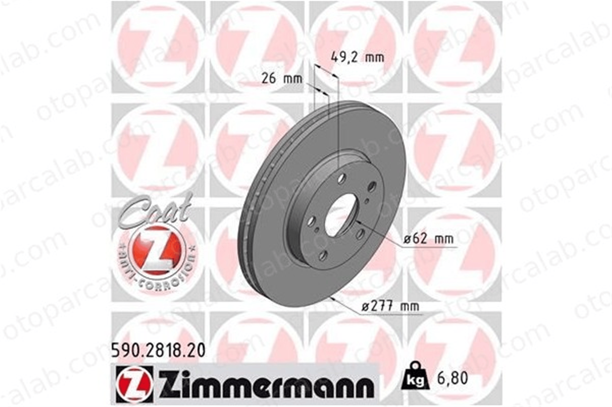 ZIMMERMANN 590.2818.20 Fren Disk Ayna Ön Sağ ve Sol TOYOTA AURIS AURIS Station wagon 4351202330
