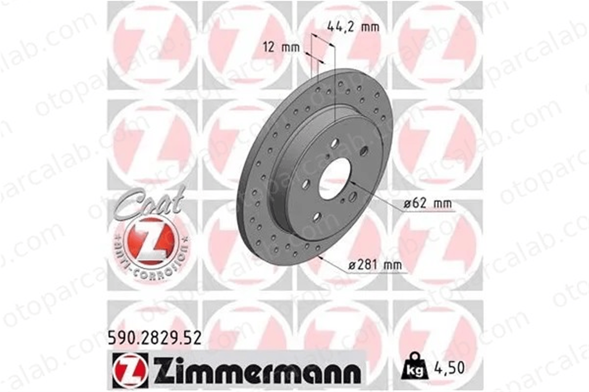 ZIMMERMANN 590.2829.52 Fren Disk Ayna Arka Sağ ve Sol TOYOTA RAV 4 V LEXUS NX 4243178010