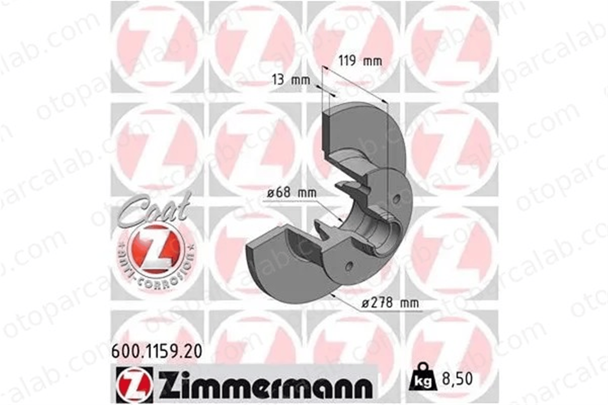 ZIMMERMANN 600.1159.20 Fren Disk Ayna Ön Sağ ve Sol VW TRANSPORTER T3 Minibüs/Otobüs TRANSPORTER T3 Panelvan/Van 251407617 251407617A