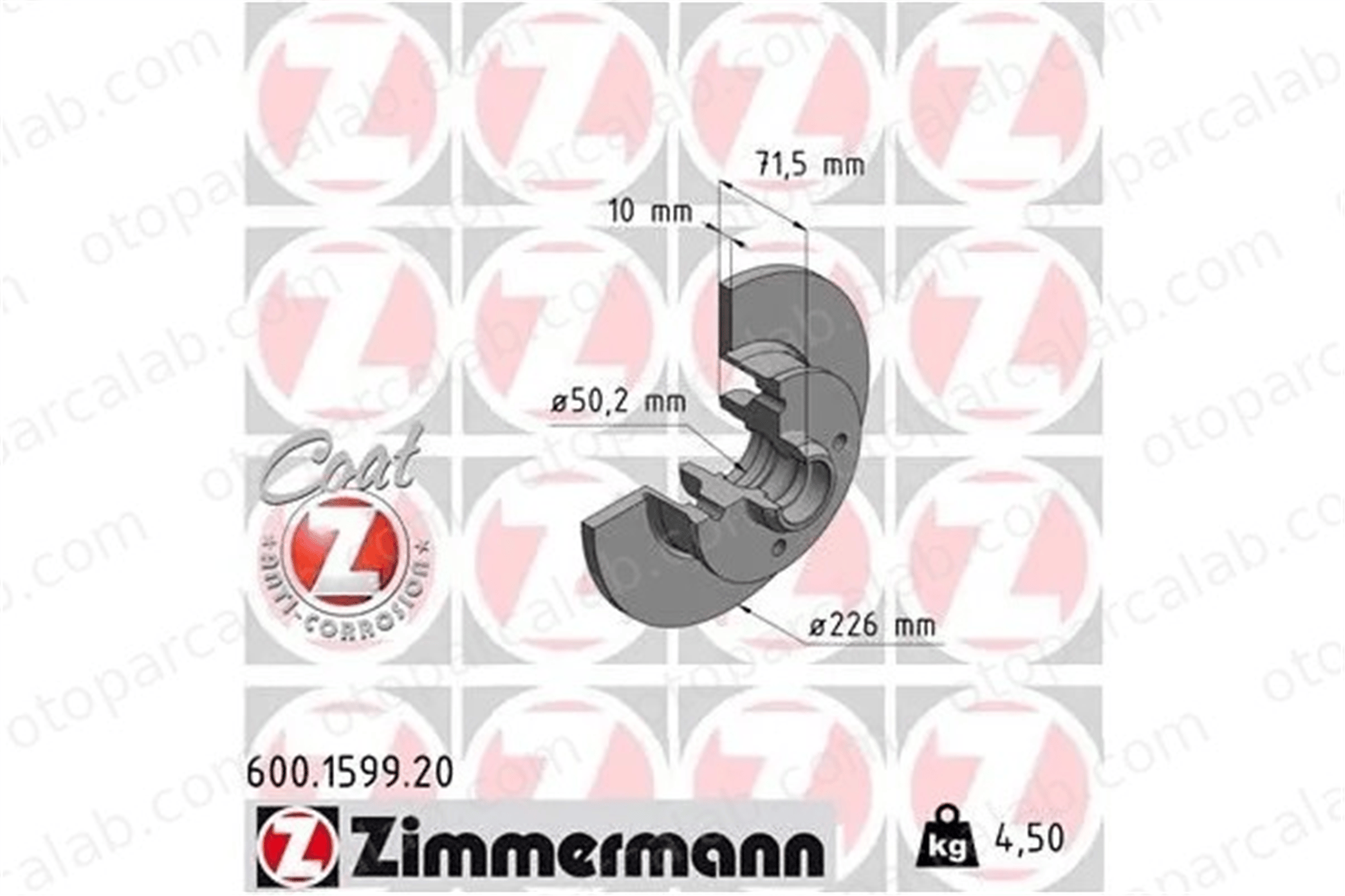 ZIMMERMANN 600.1599.20 Fren Disk Ayna Arka Sağ ve Sol SEAT IBIZA II VW GOLF II 357615601 6N0615601