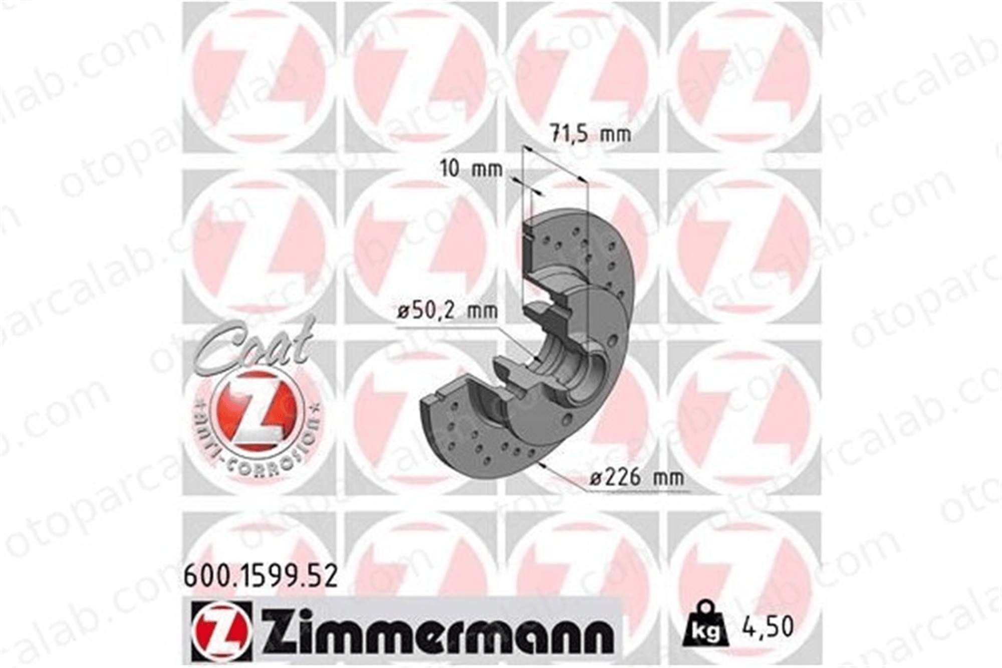 ZIMMERMANN 600.1599.52 Fren Disk Ayna Arka Sağ ve Sol SEAT IBIZA II VW GOLF II 357615601 6N0615601