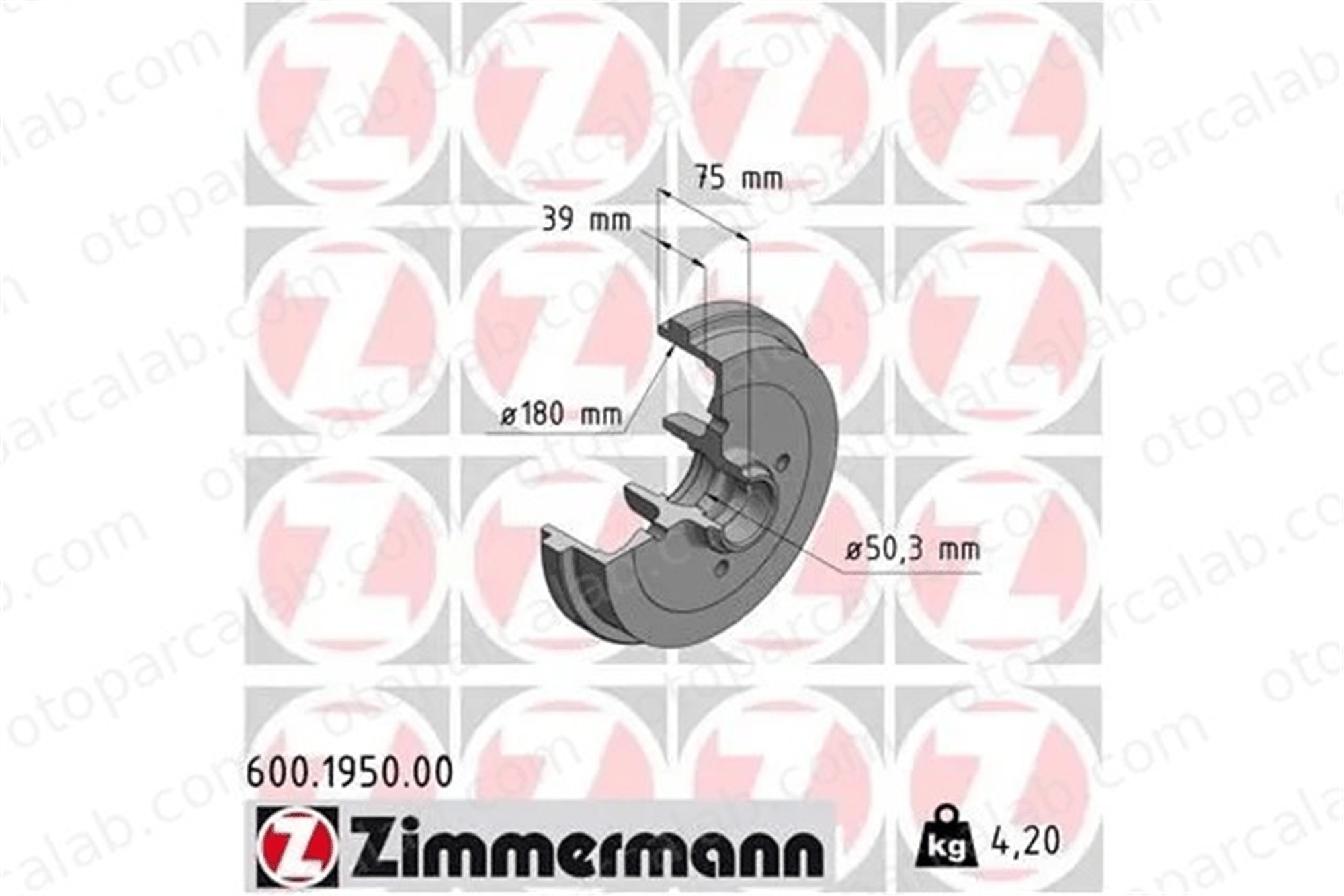 ZIMMERMANN 600.1950.00 Kampana Arka Sağ veya Sol VW SCIROCCO SEAT CORDOBA 191501615B 171501615