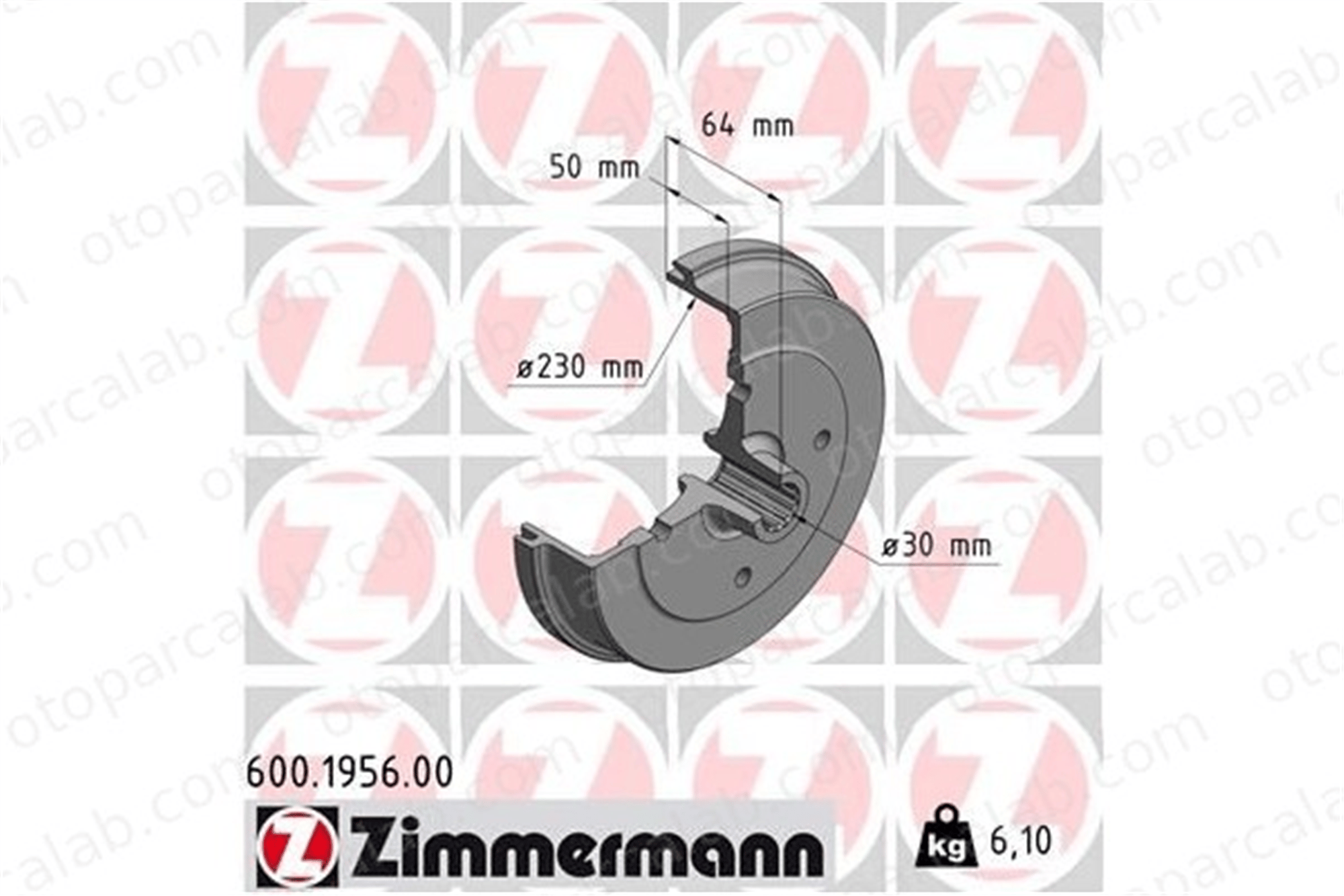 ZIMMERMANN 600.1956.00 Fren Disk Ayna Ön Sağ ve Sol VW KAEFER KAEFER Cabrio 113501615G 113501615J