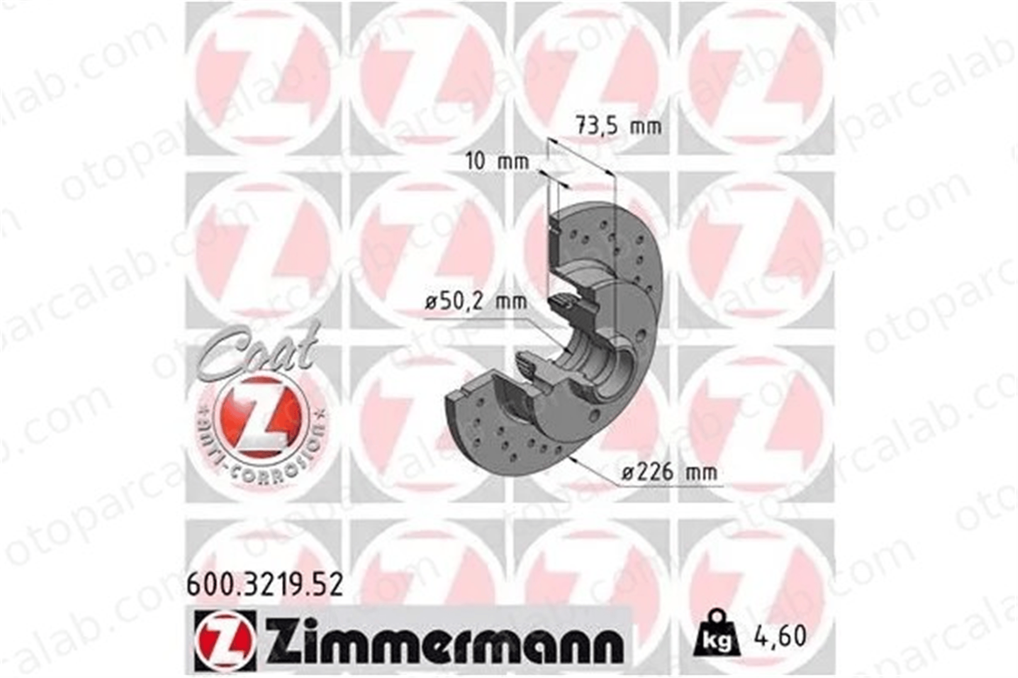ZIMMERMANN 600.3219.52 Fren Disk Ayna Arka Sağ ve Sol SEAT IBIZA II VW GOLF II 357615601 6N0615601