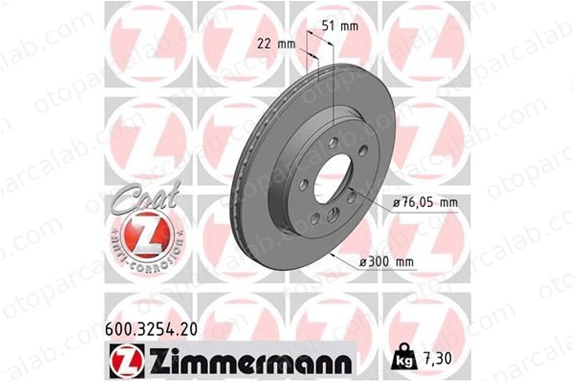ZIMMERMANN 600.3254.20 Fren Disk Ayna Arka Sağ ve Sol VW CRAFTER Panelvan/Van MAN TGE Panelvan/Van 2N0615601 65508030001