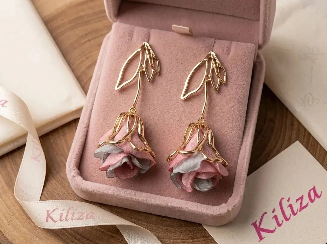 Çelik Dusty Rose Küpe 