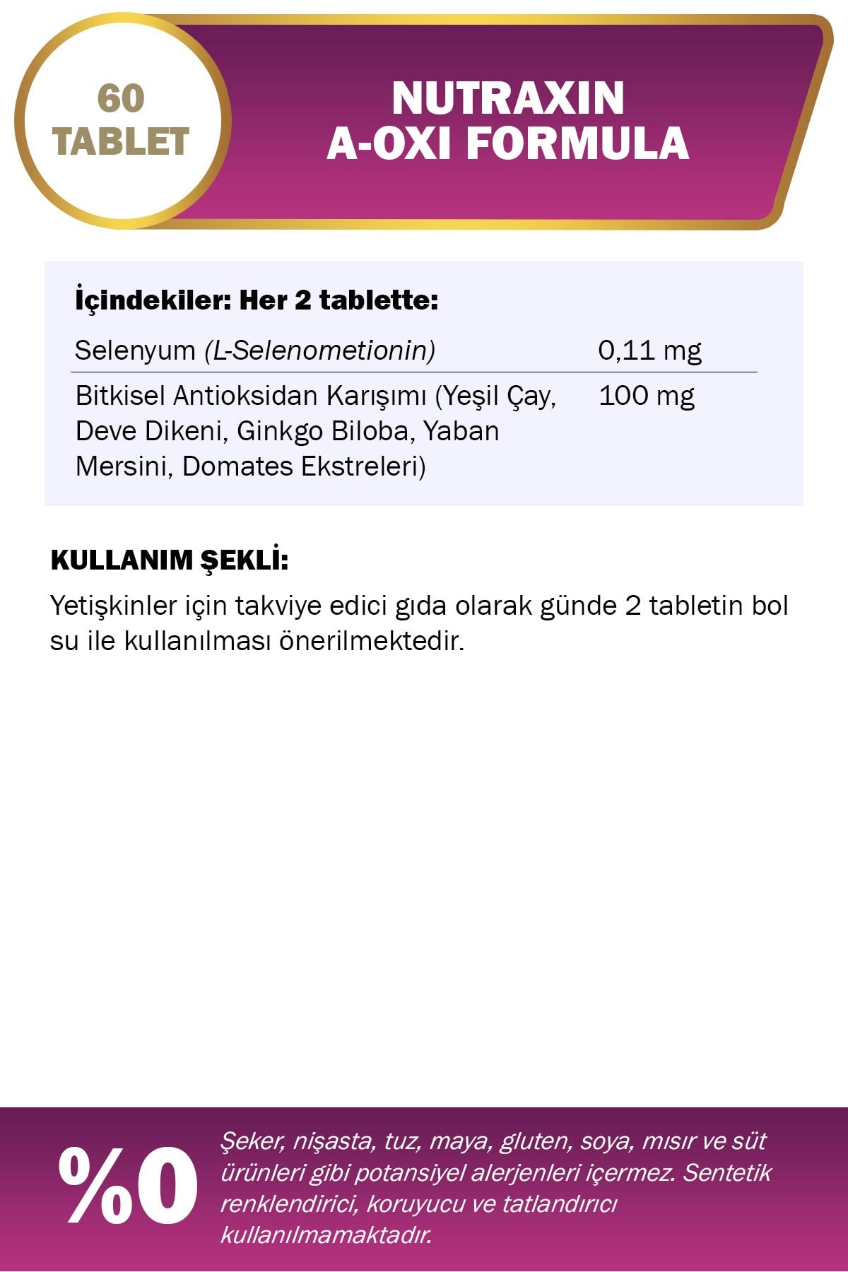 A-Oxi Formula Glutathione + Resveratrol 60 Tablet | Astaksantin, CoQ10, Çinko ve Selenyum