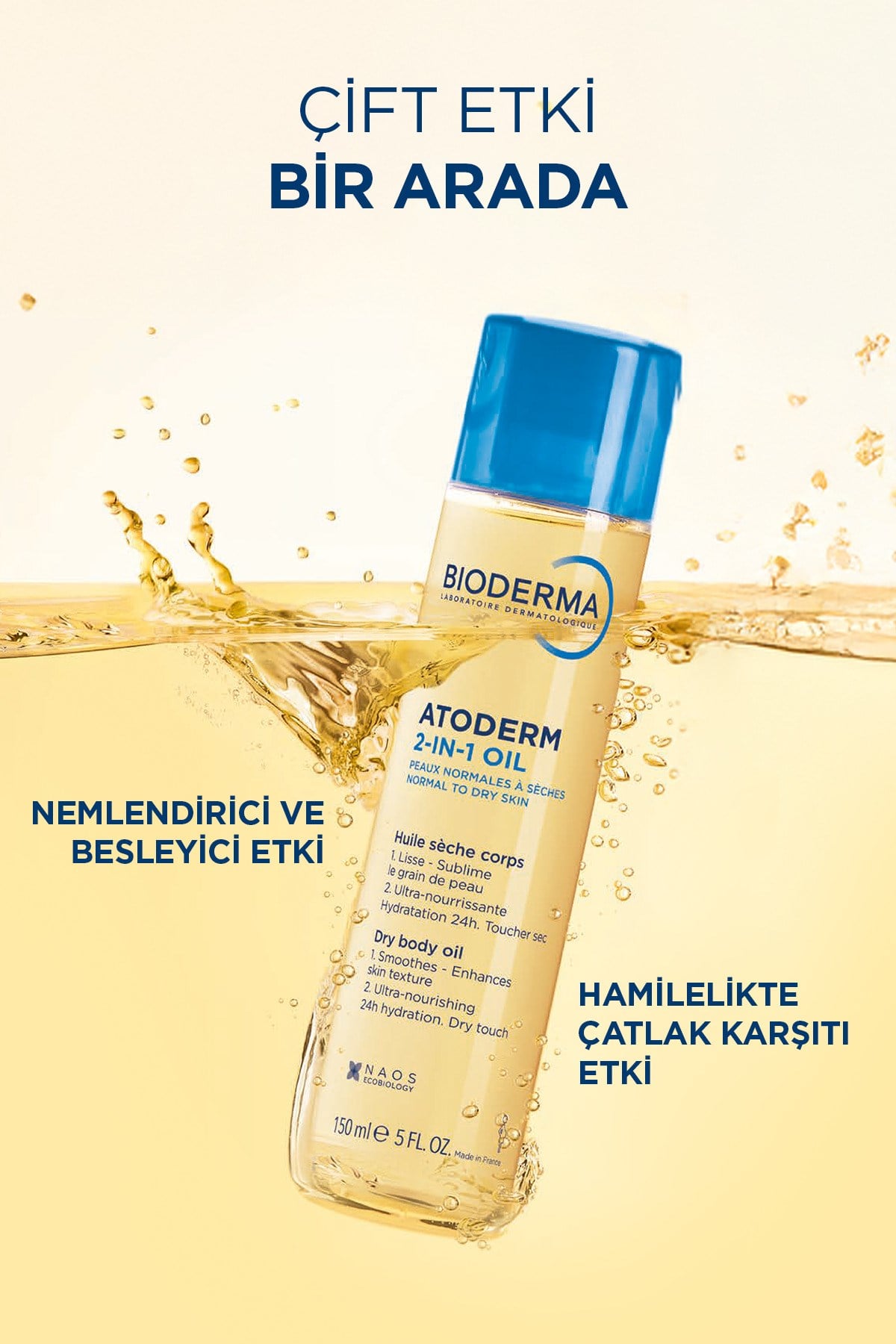 Atoderm 2-in-1 Body Oil Hamileler için Çatlak Önleyici Besleyici ve Nemlendirici Bakım Yağı 150 ml