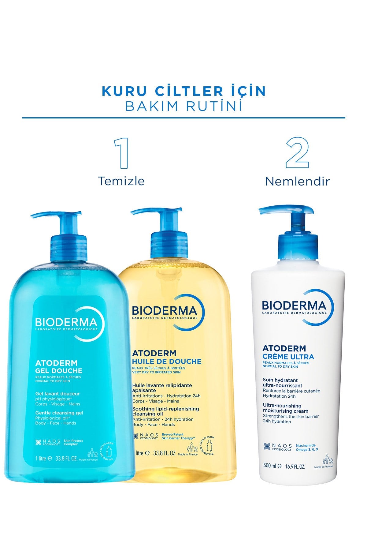 Atoderm Cream Ultra Kuru Ciltler Bebek, Çocuk, Yetişkin Nemlendirici Yüz, Vücut Bakım Kremi 500 ml