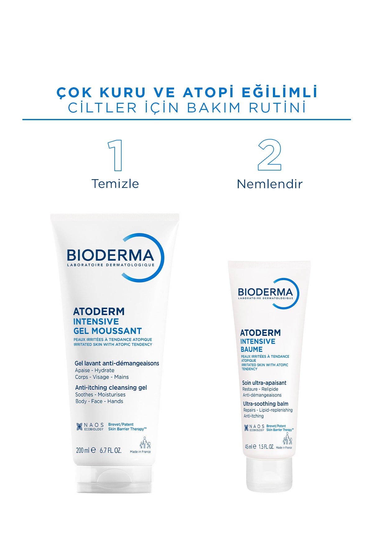 Atoderm Intensive Balm Atopi Eğilimli Cilt Bebek,Çocuk,Yetişkin Seyahat Boy Nemlendirici Krem 45 ml