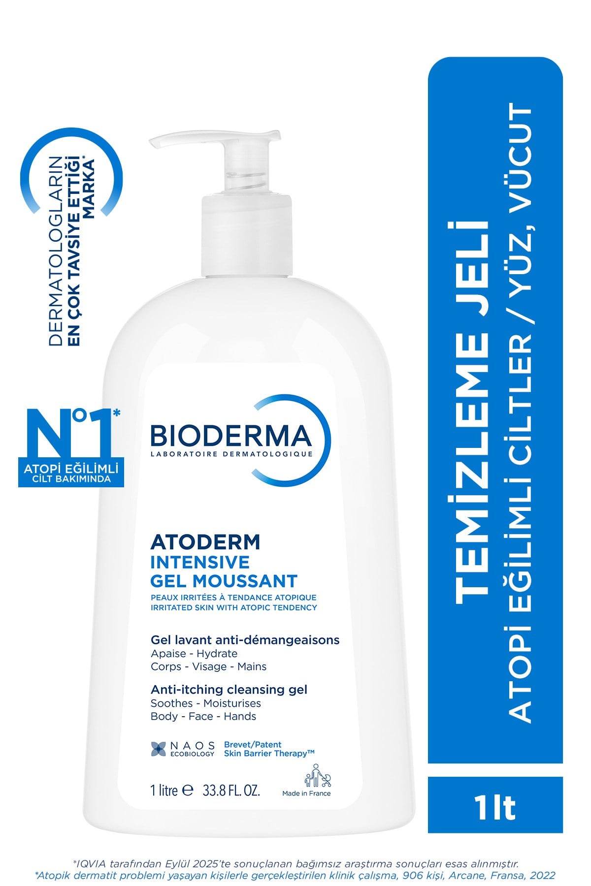 Atoderm Intensive Foaming Gel Çok Kuru, Atopi Eğilimli Cilt Onarıcı Temizleme Jeli Niasinamid 1 Lt