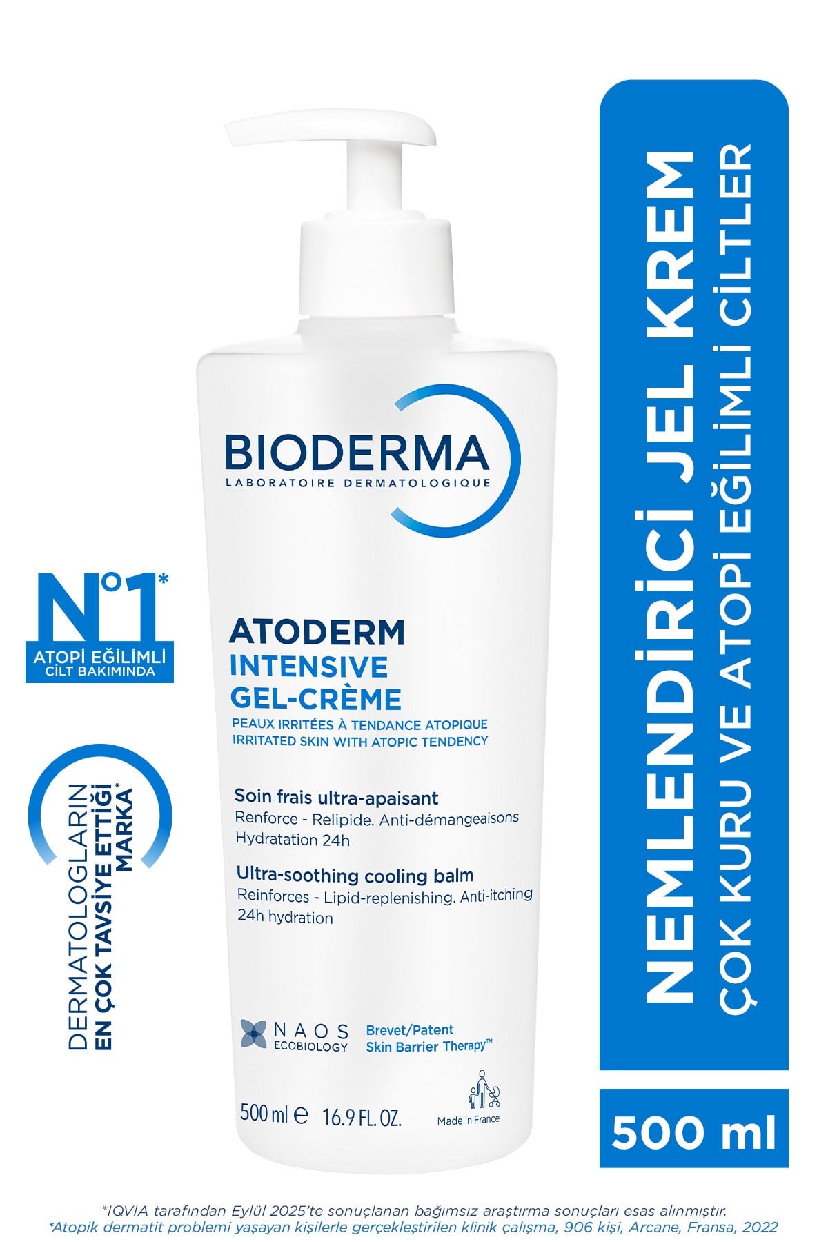 Atoderm Intensive Gel Cream Kuru,Atopi Eğilimli Cilt Niasinamid İçeren Nemlendirici Jel Krem 500 ml